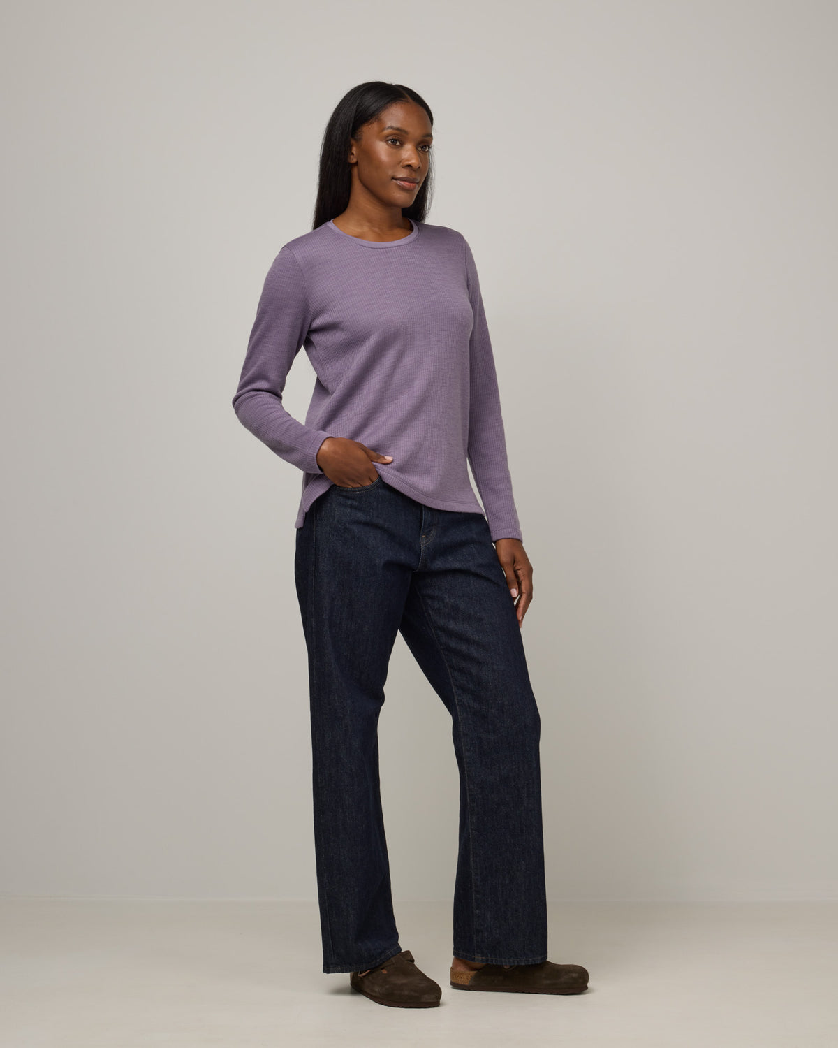 Knit Ribbed Purple Top Rayne Merino Wool Ribbed Fitted Top - Purple Sage – Rayne Ribbed Fitted ...