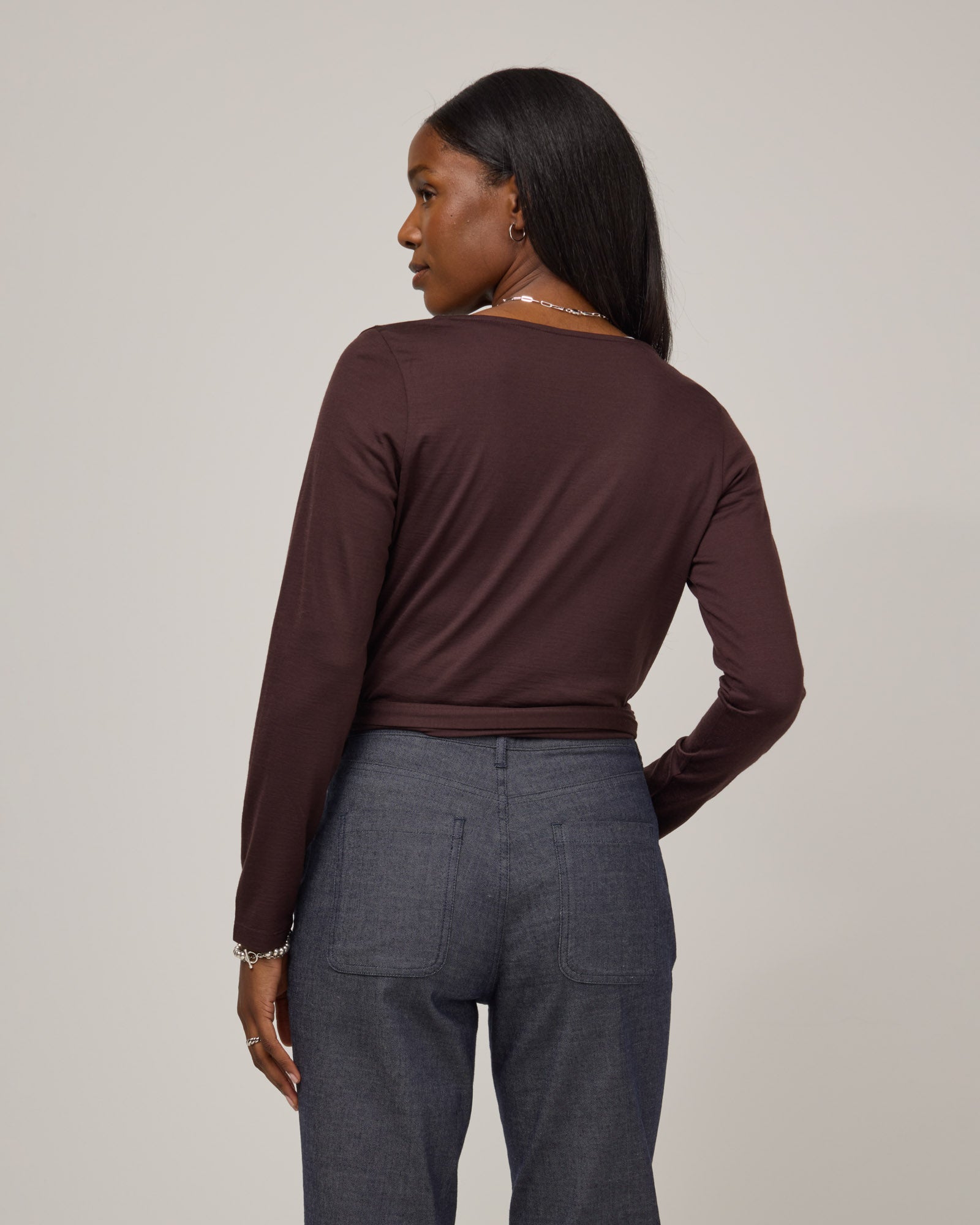 Natalia Merino Wool Wrap Top - Espresso – Natalia Wrap Top | wool&