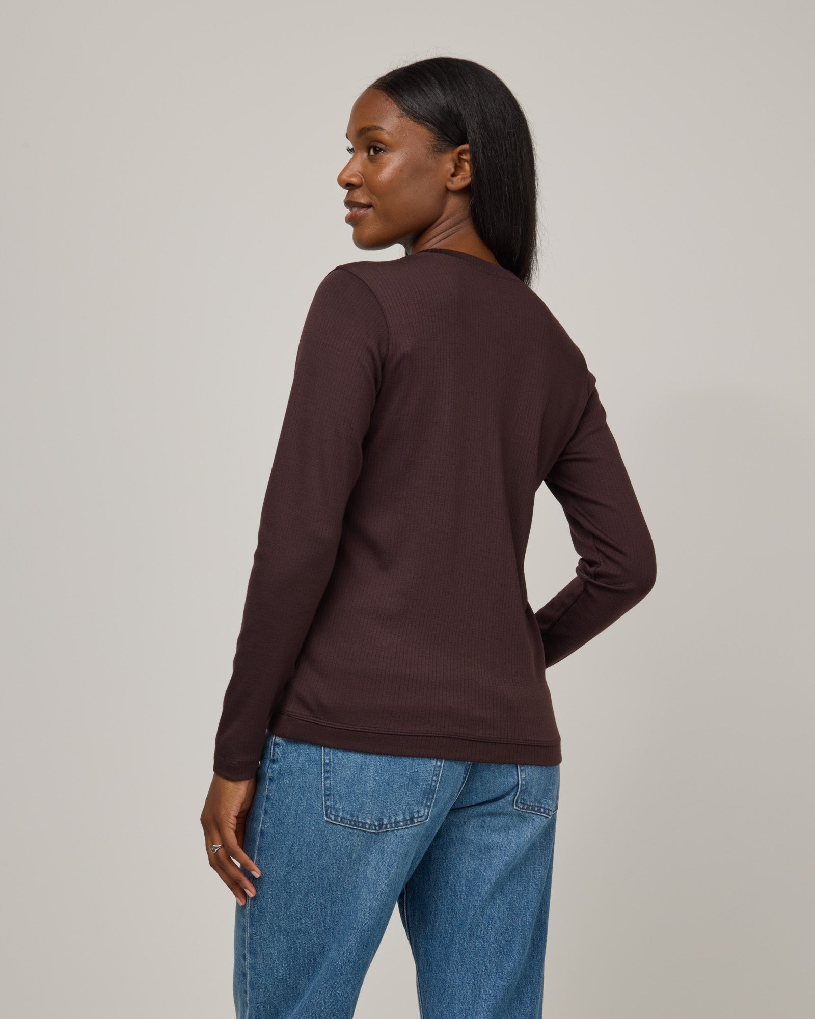 Celeste Merino Wool Ribbed Cardigan - Espresso – Celeste Rib