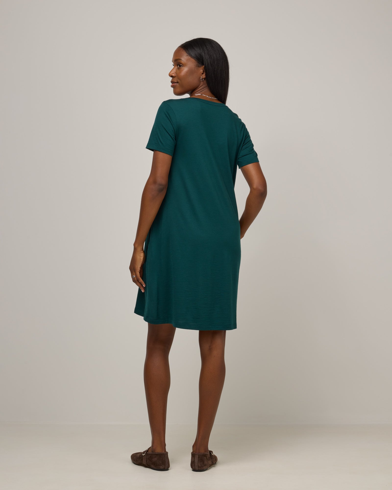 Maggie Merino Wool Swing Dress - Pine Maggie Merino Wool Swing Dress - Pine