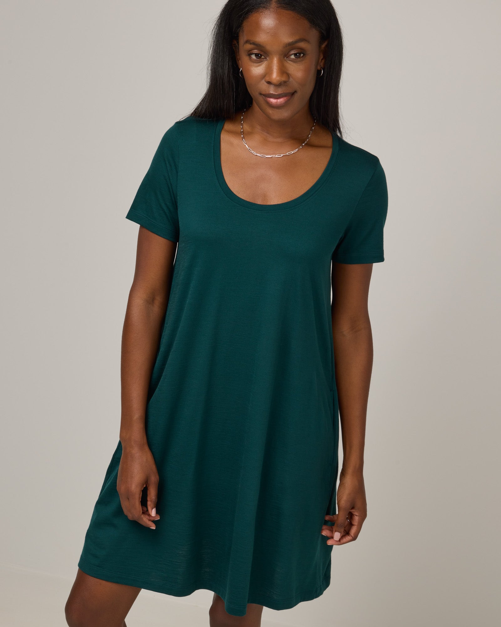 Maggie Merino Wool Swing Dress - Pine Maggie Merino Wool Swing Dress - Pine