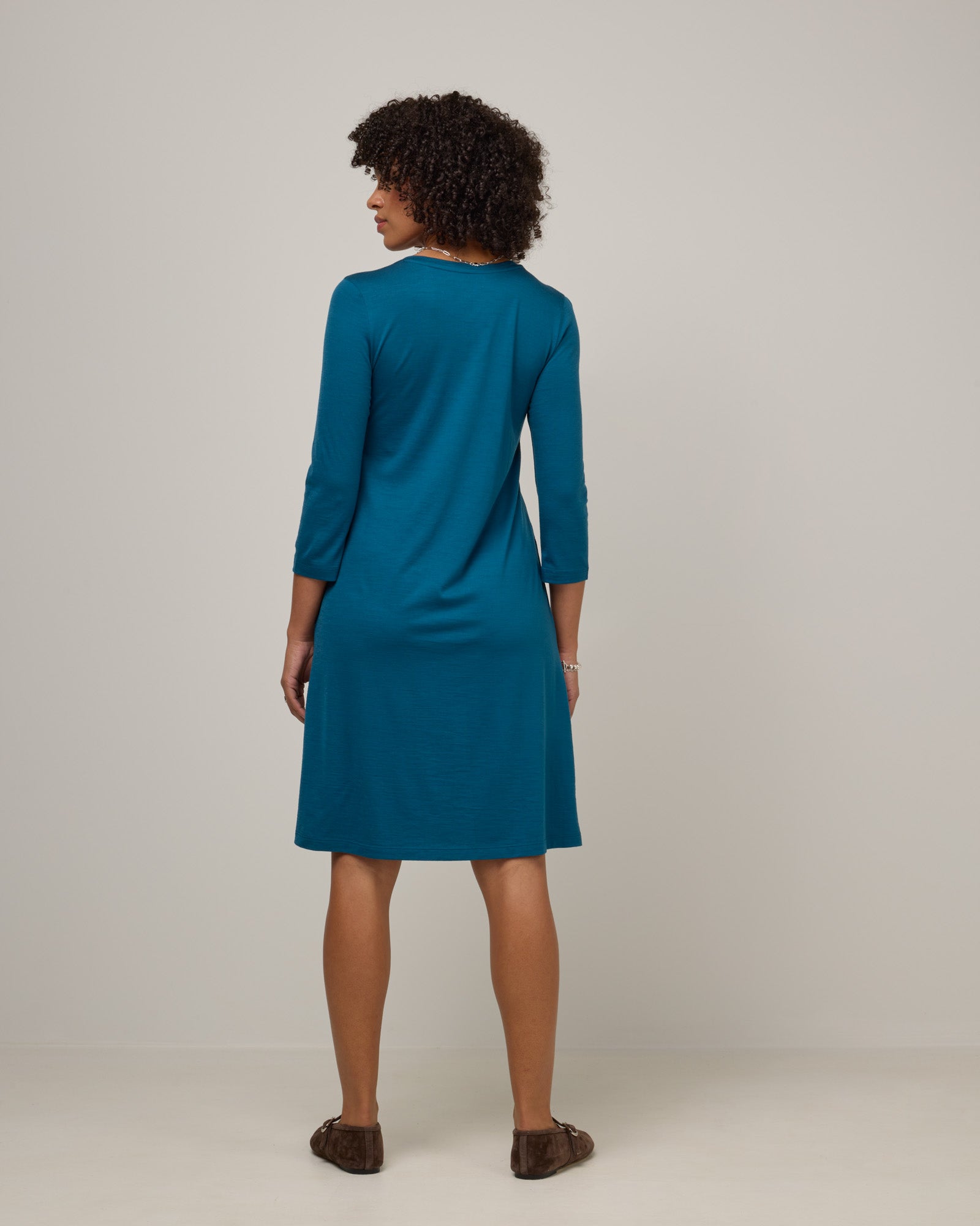 Willow Merino Wool Swing Dress - Olive Teal Willow Merino Wool Swing Dress - Olive Teal