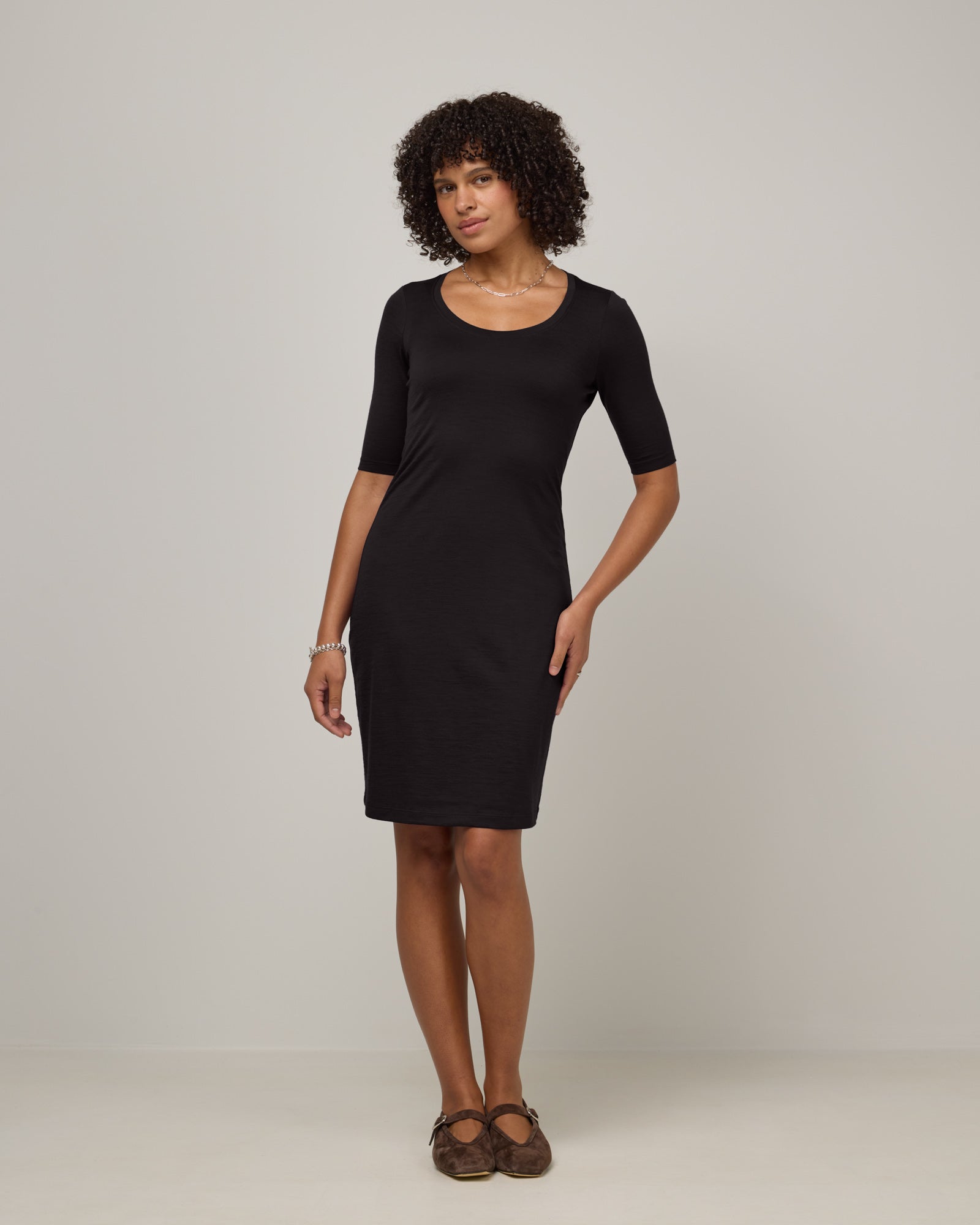 Chloe Merino Wool Fitted Dress - Black Chloe Merino Wool Fitted Dress - Black