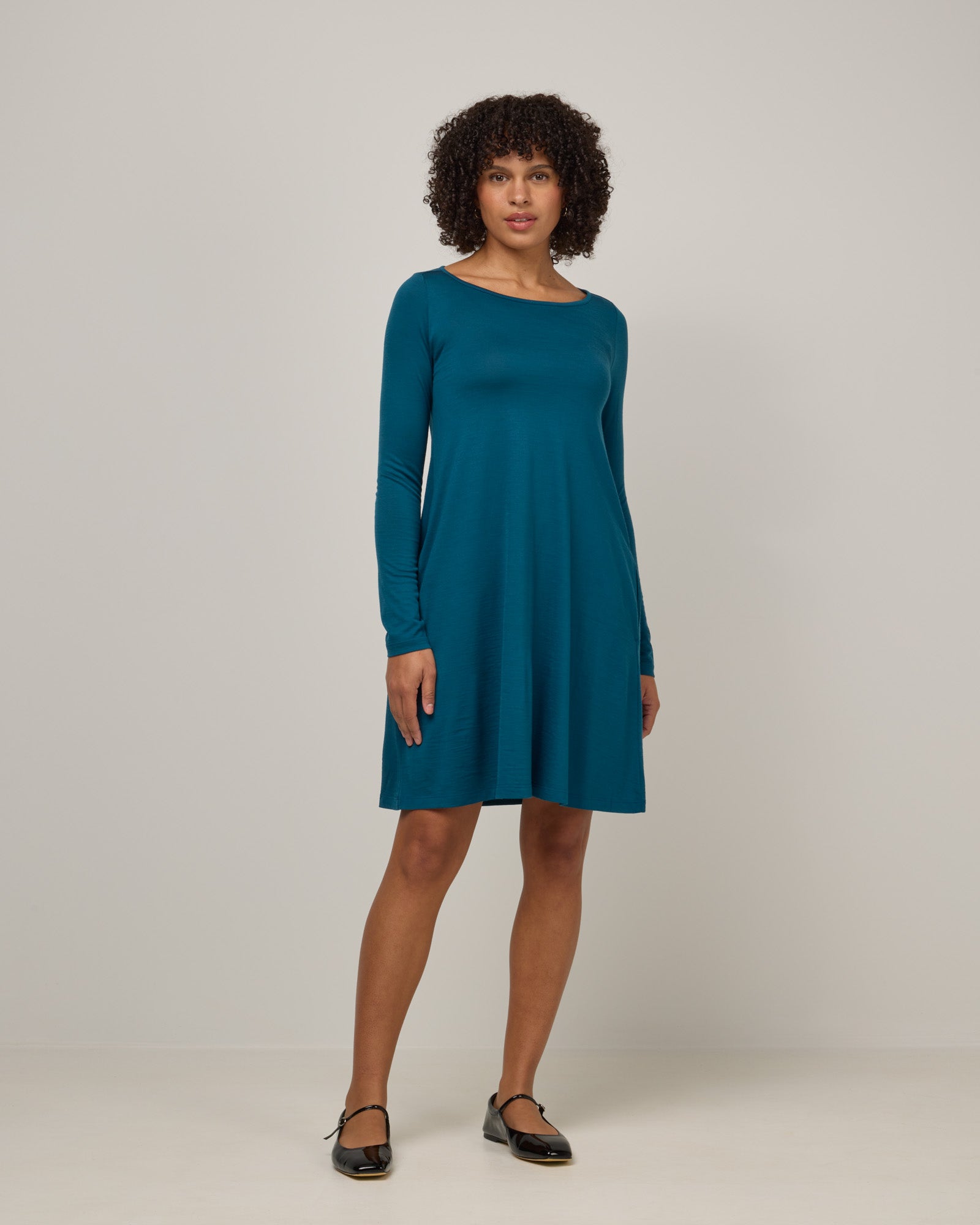 Rowena Merino Wool Swing Dress - Aegean Teal – Rowena Swing Dress
