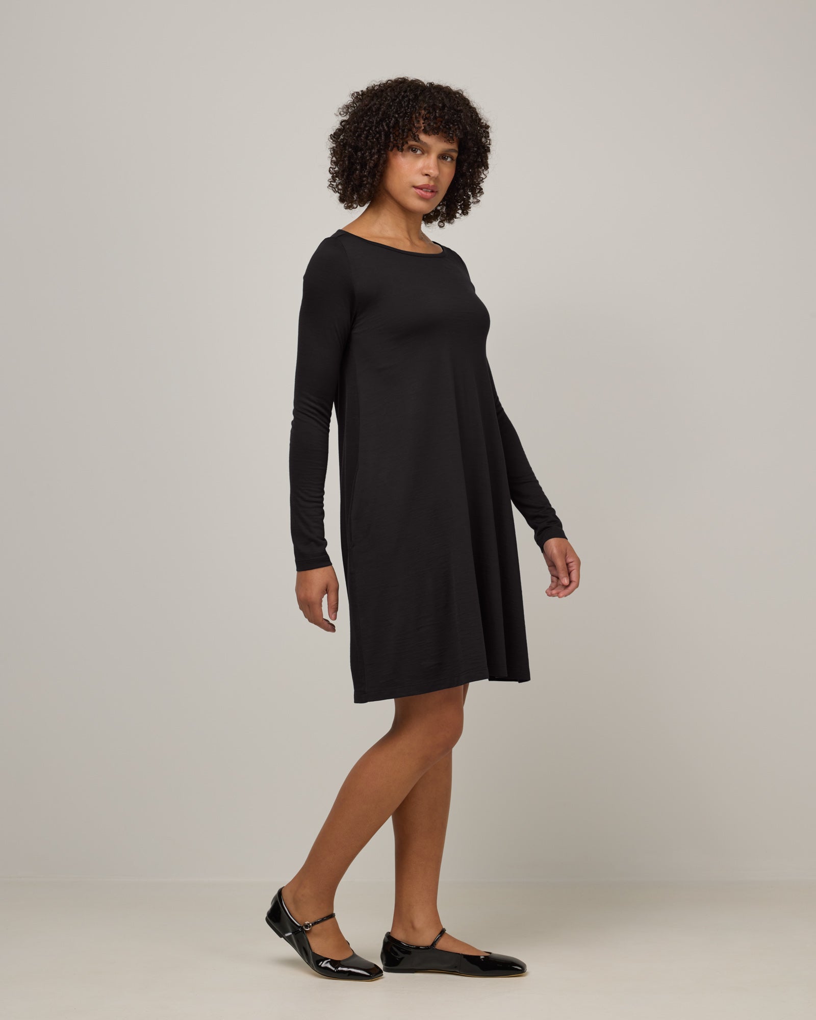 Rowena Merino Wool Swing Dress - Black Rowena Merino Wool Swing Dress - Black