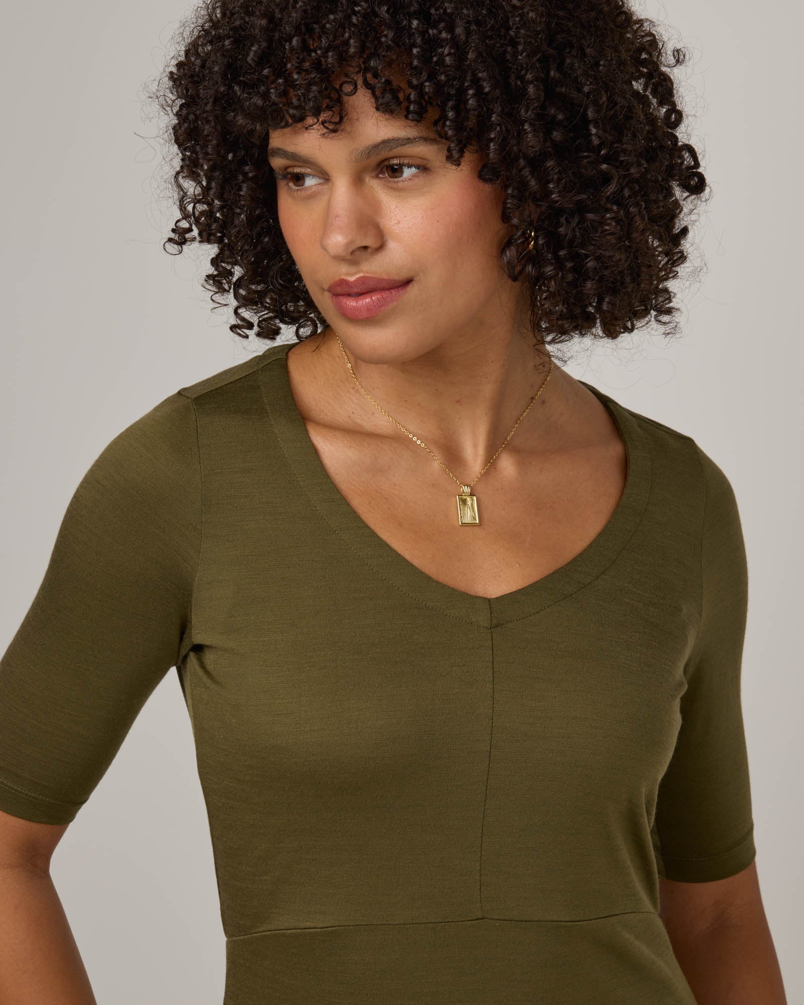 London Merino Wool Fitted Dress - Olive London Merino Wool Fitted Dress - Olive