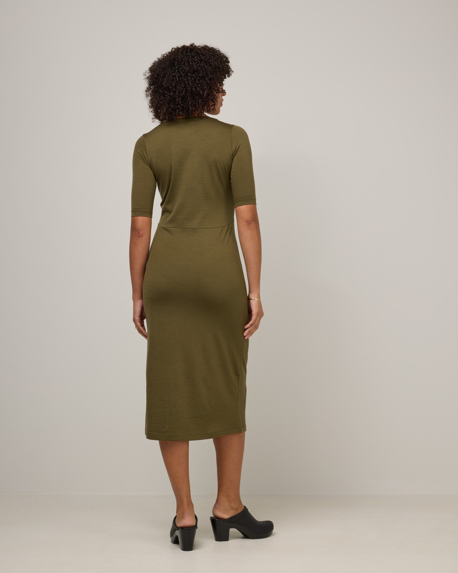 London Merino Wool Fitted Dress - Olive London Merino Wool Fitted Dress - Olive