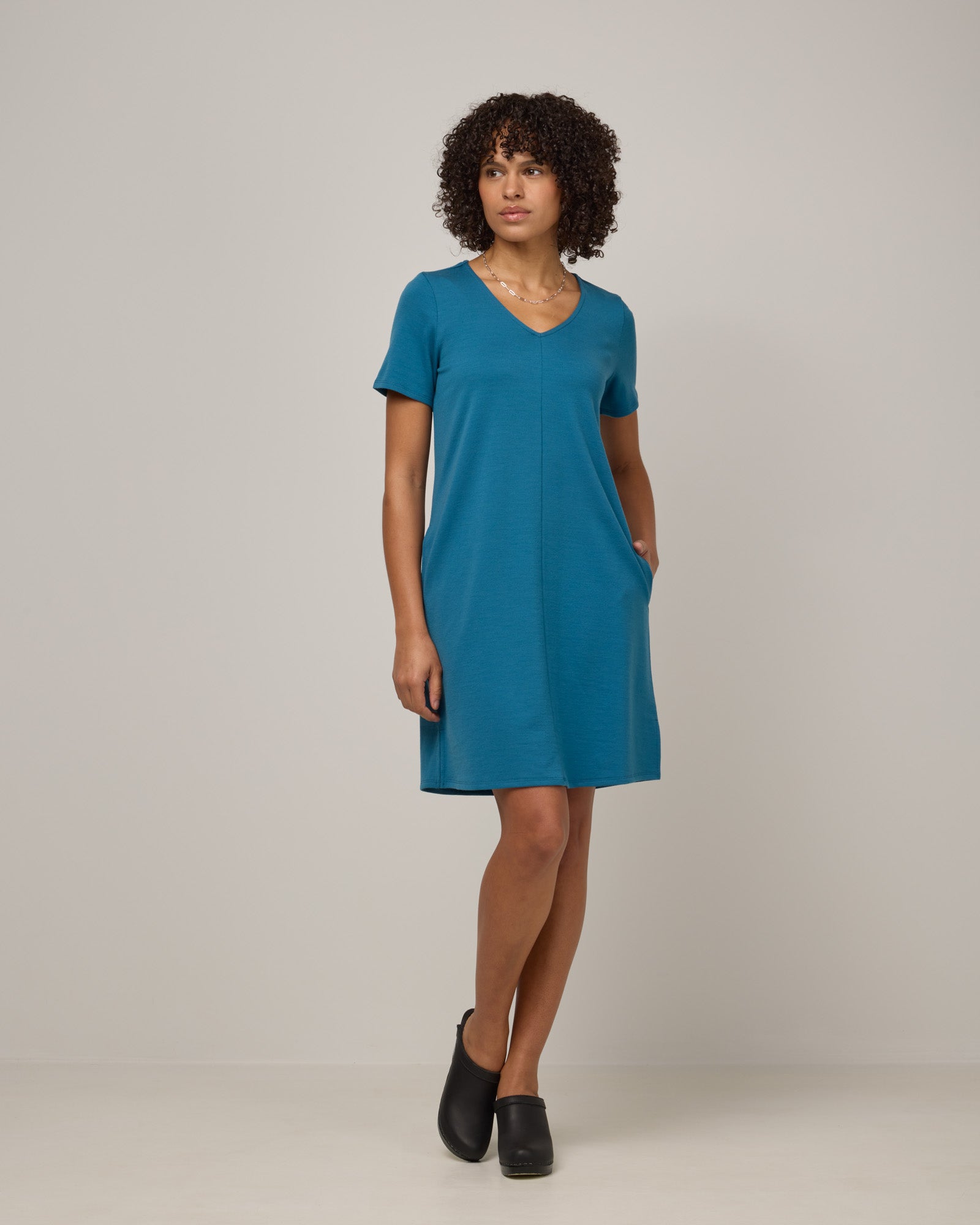 Farrah Merino Wool Shift Dress - Ocean Teal Farrah Merino Wool Shift Dress - Ocean Teal