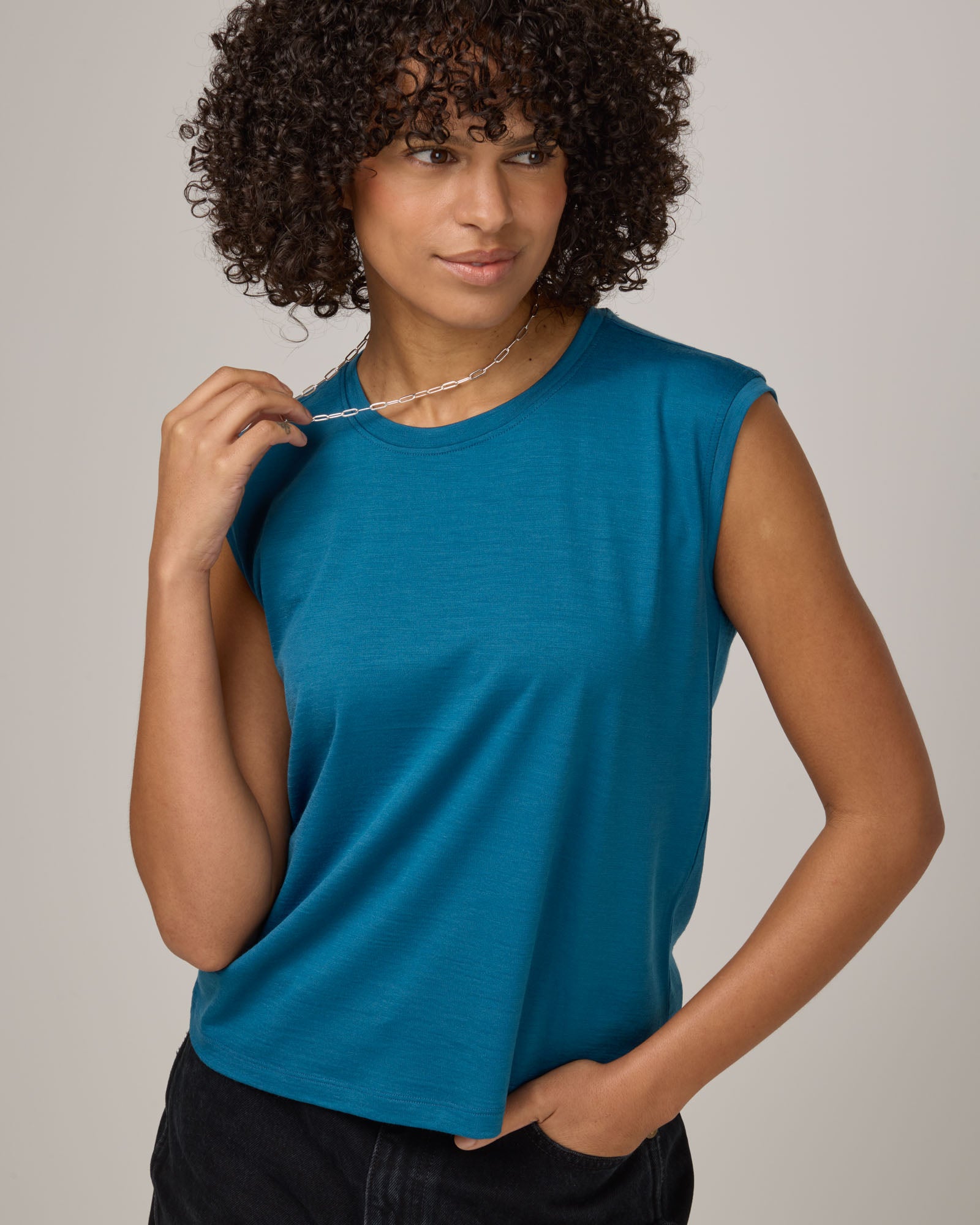Dawn Merino Wool Boxy Muscle Tank - Ocean Teal – Dawn Boxy Tank