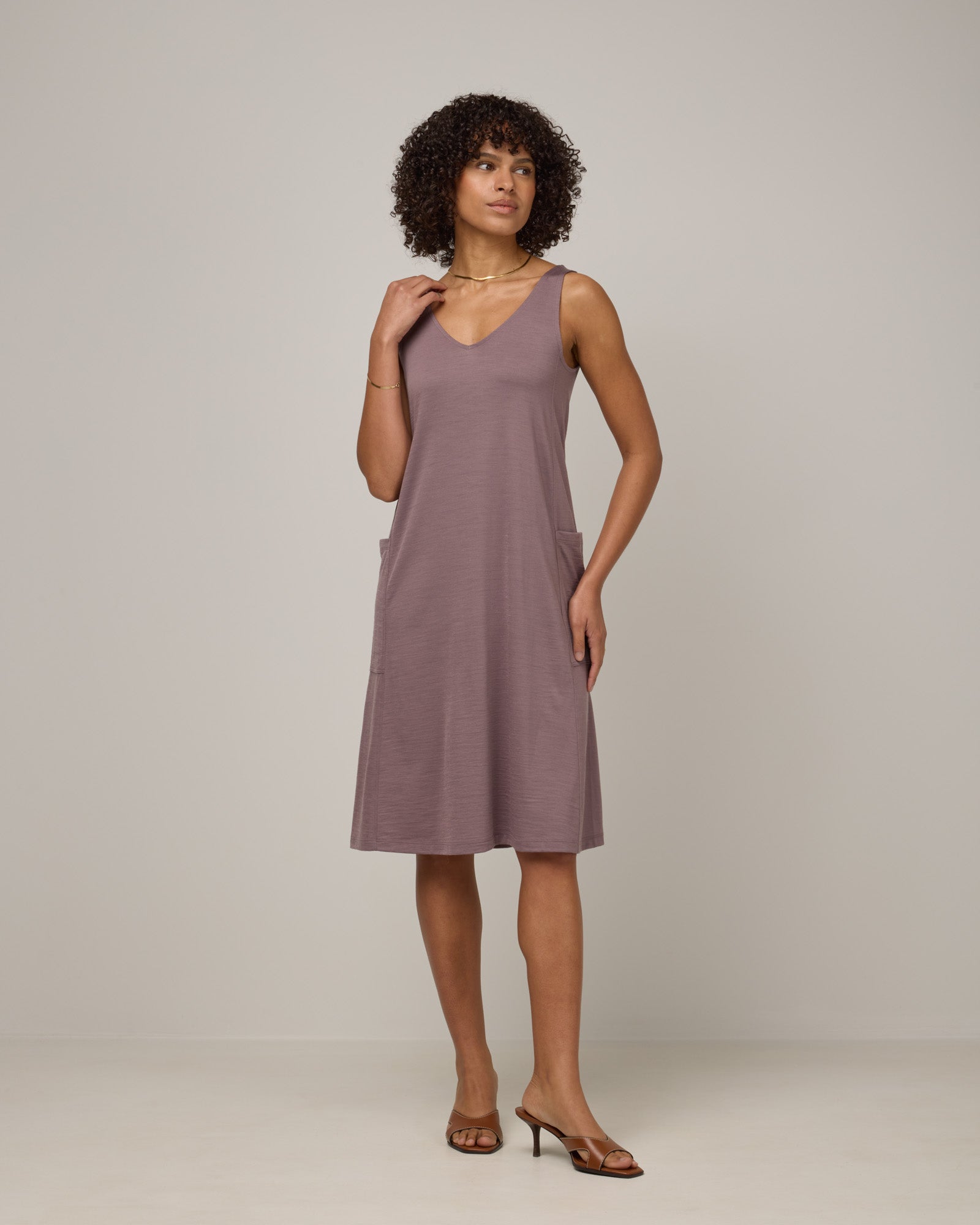 open lace back dress Summer Merino Wool Reversible Dress - Lavender – Summer Midi Tank Dress