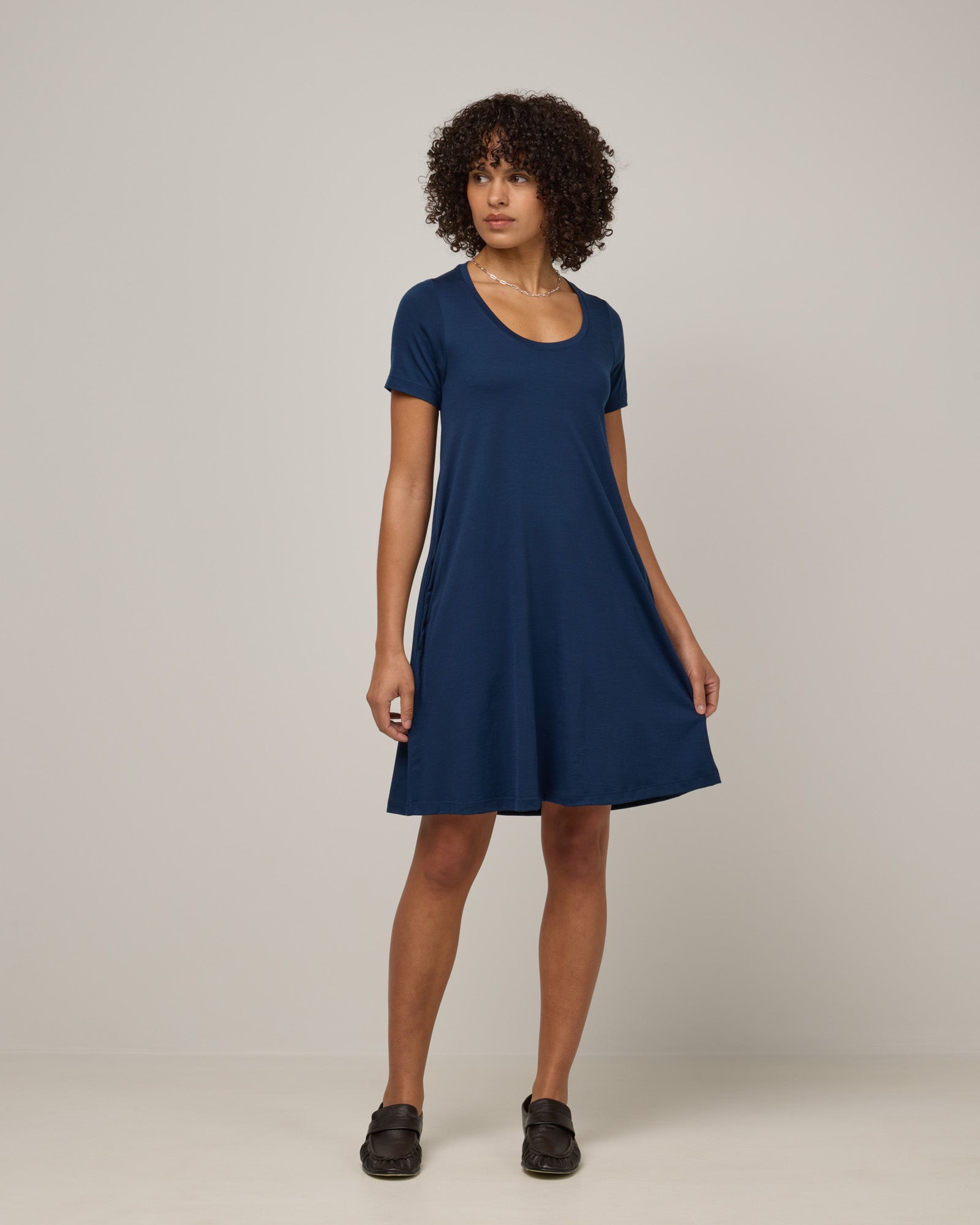 Maggie Merino Wool Swing Dress - Marine Blue Maggie Merino Wool Swing Dress - Marine Blue
