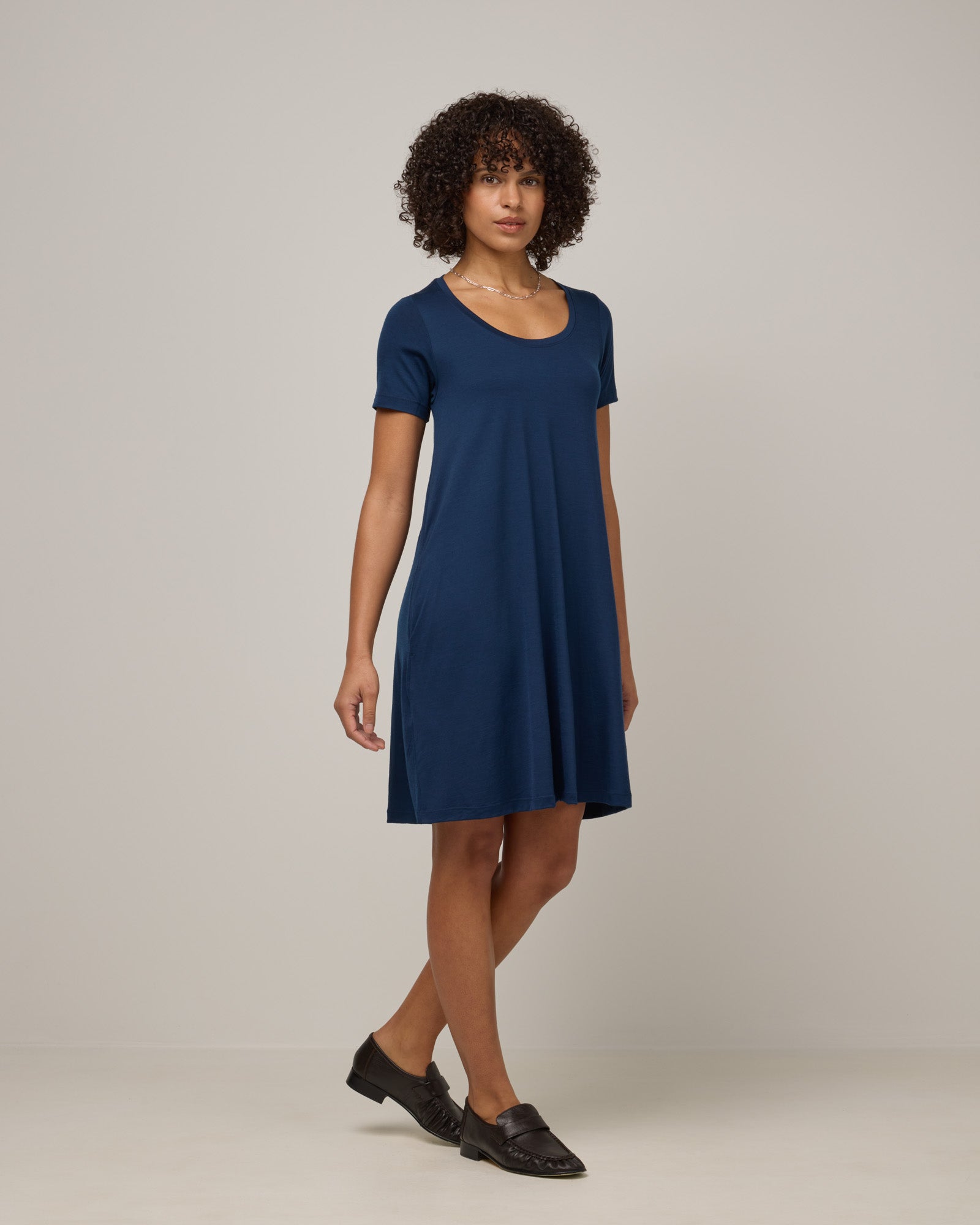 Maggie Merino Wool Swing Dress - Marine Blue Maggie Merino Wool Swing Dress - Marine Blue
