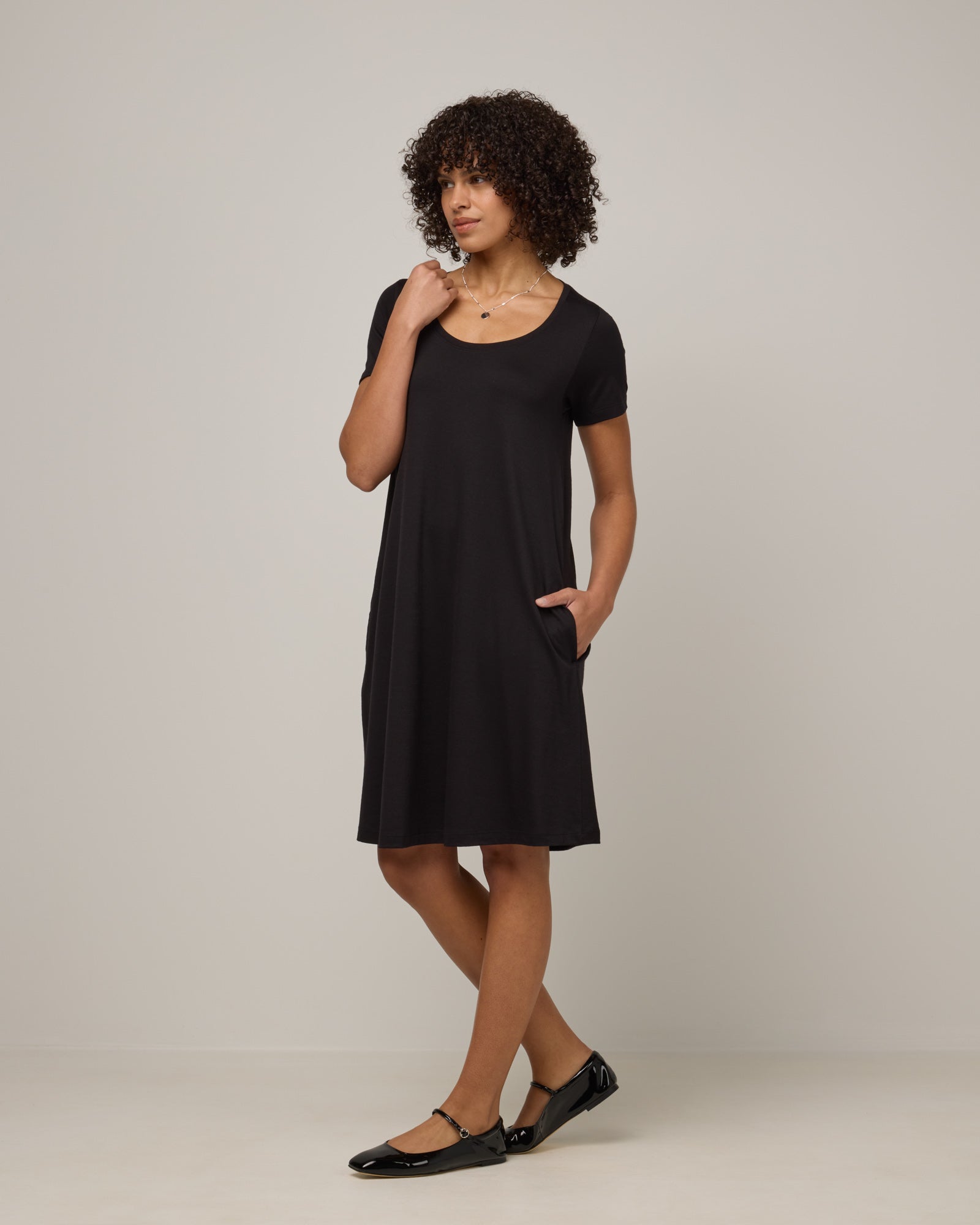 Maggie Merino Wool Swing Dress - Black Maggie Merino Wool Swing Dress - Black