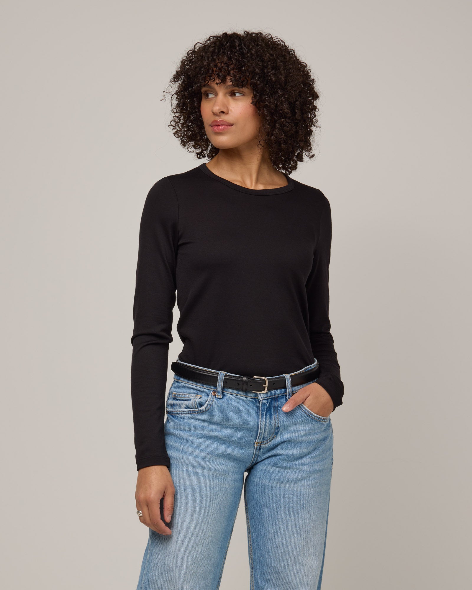 Sloan Merino Wool Signature Crew Neck Tee - Black – Sloan Long