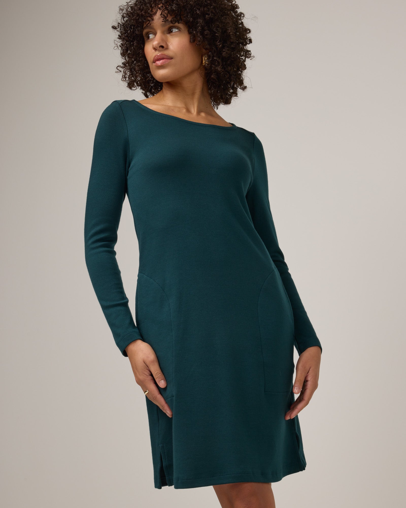 Margo Merino Wool Shift Dress - Pine Margo Merino Wool Shift Dress - Pine