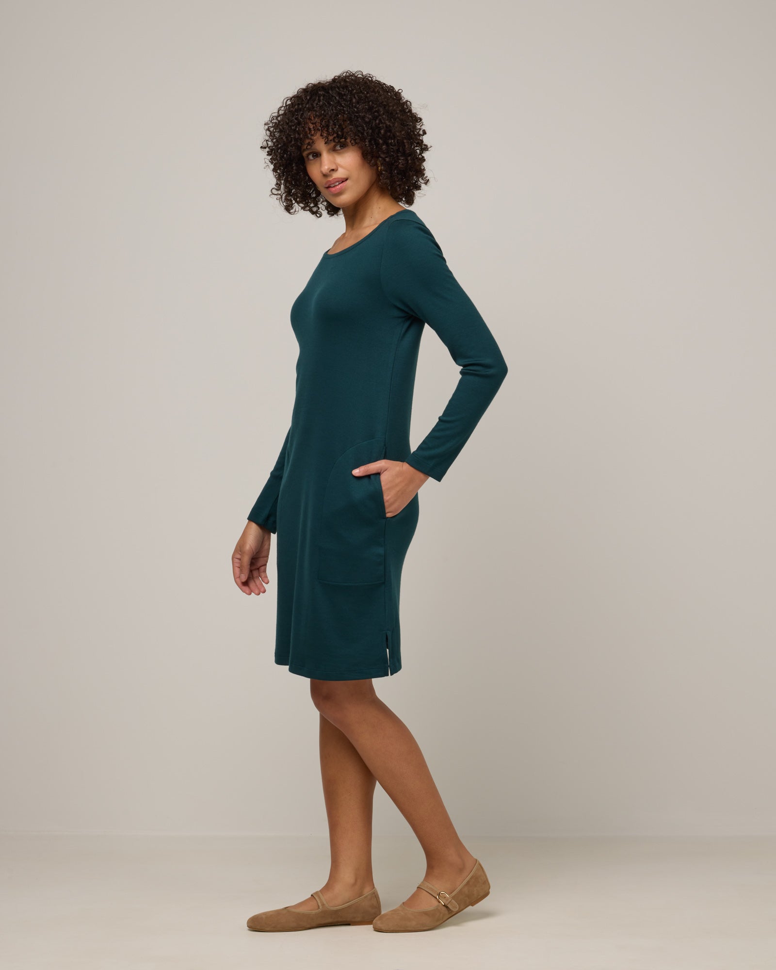 Margo Merino Wool Shift Dress - Pine Margo Merino Wool Shift Dress - Pine