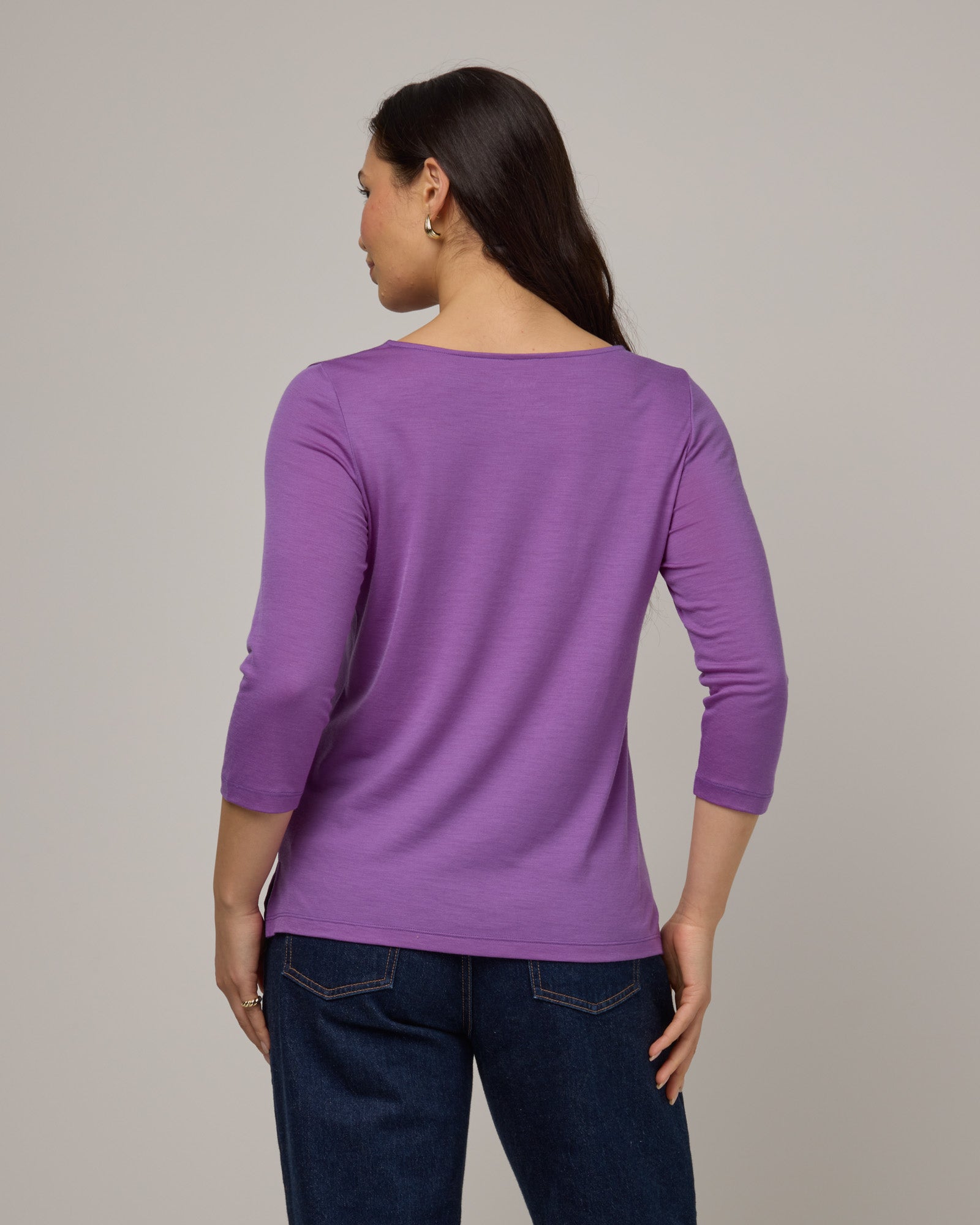 Colette Merino Wool Quarter Sleeve Top - Purple Pansy – Colette Quarter ...