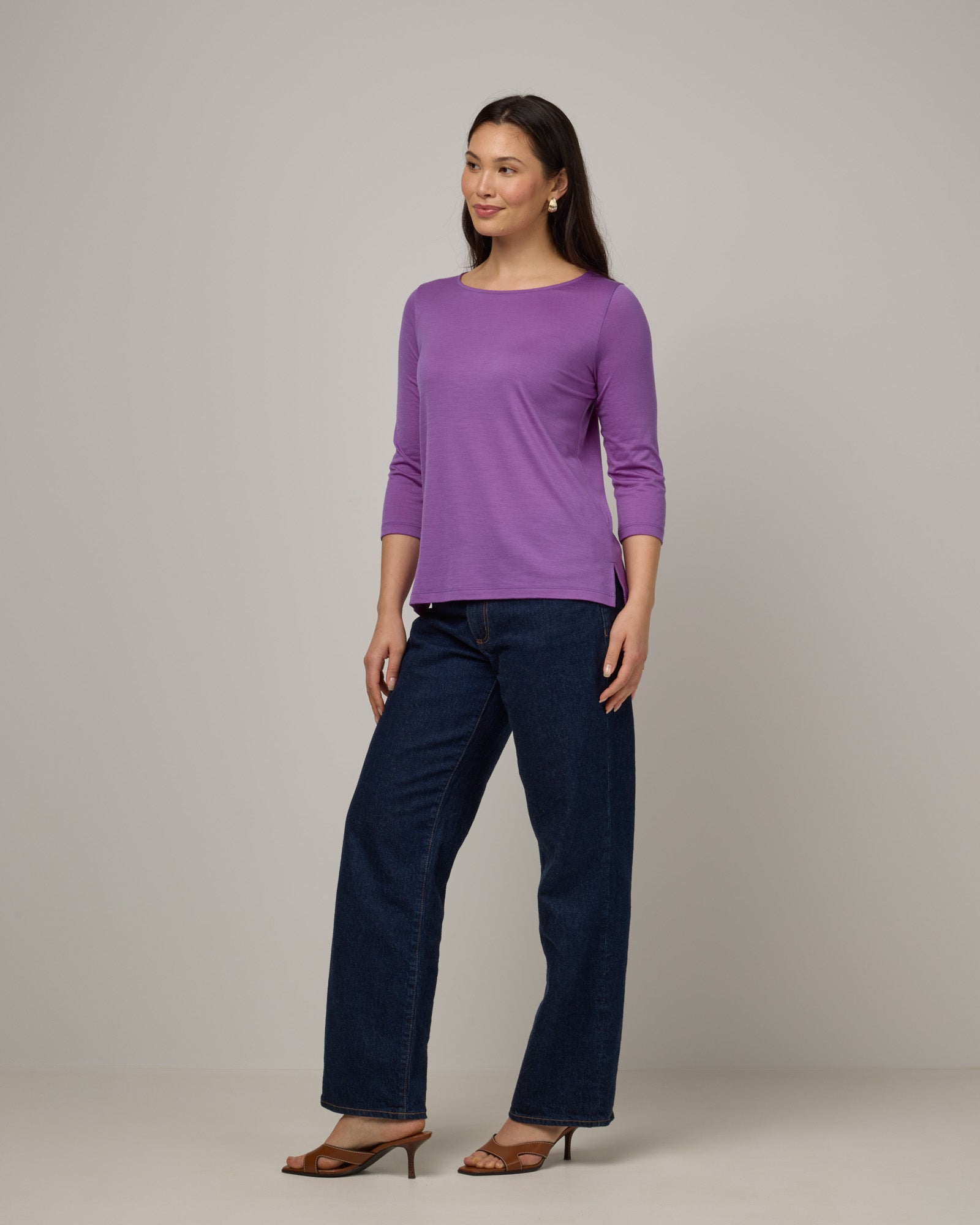 Colette Merino Wool Quarter Sleeve Top - Purple Pansy – Colette Quarter ...