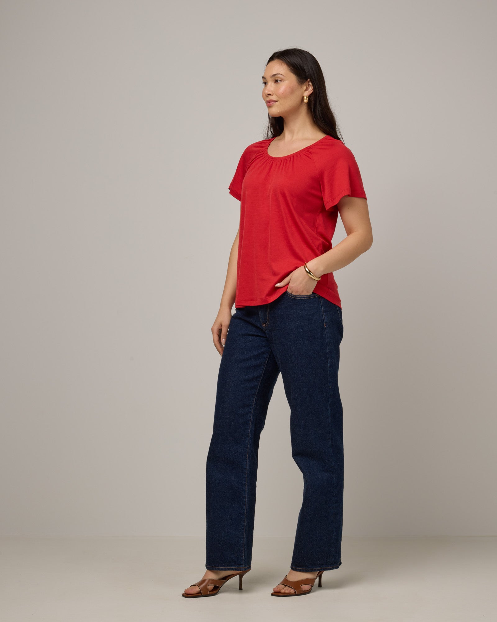 Lilah Signature Gathered Neck Tee