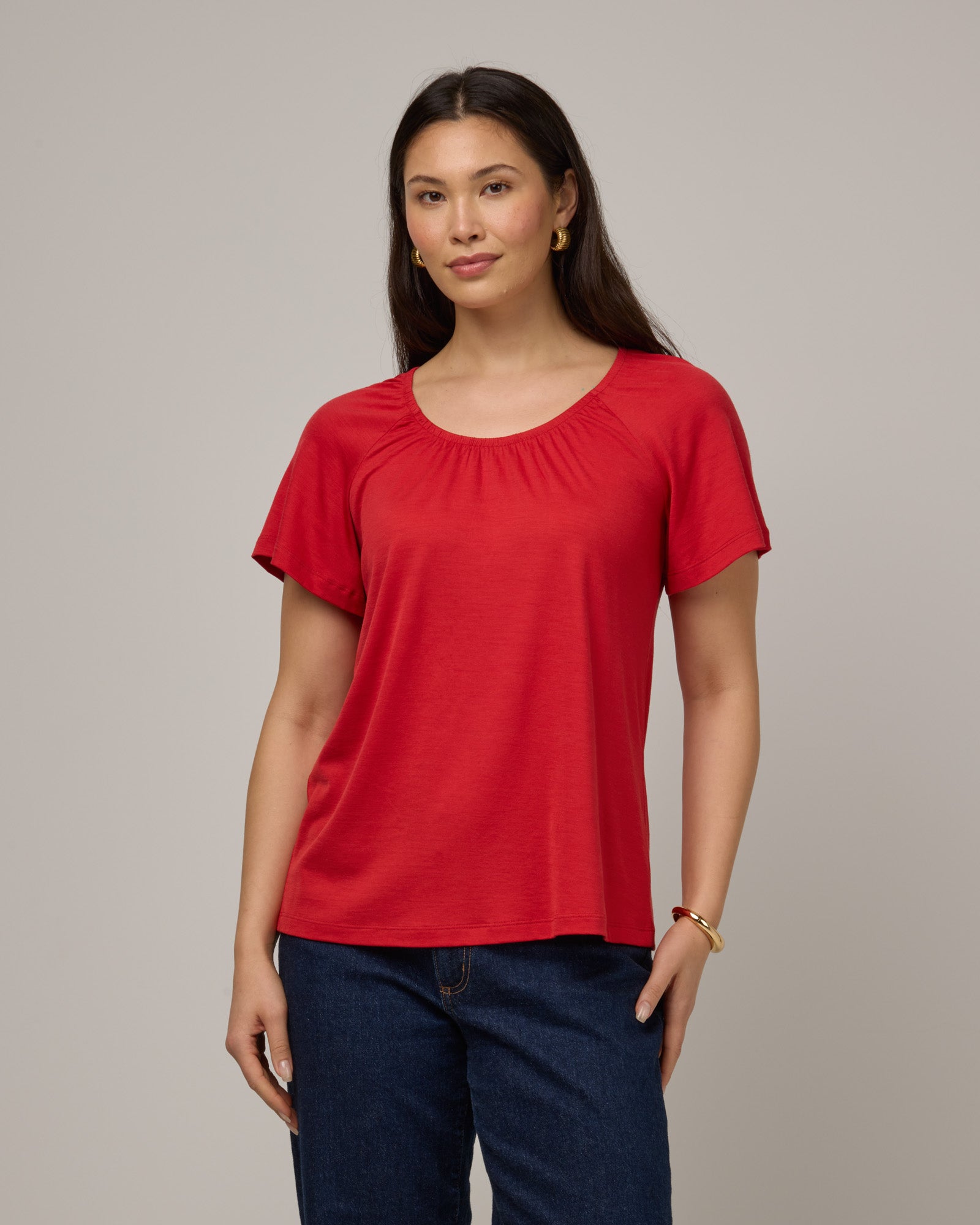 Lilah Signature Gathered Neck Tee
