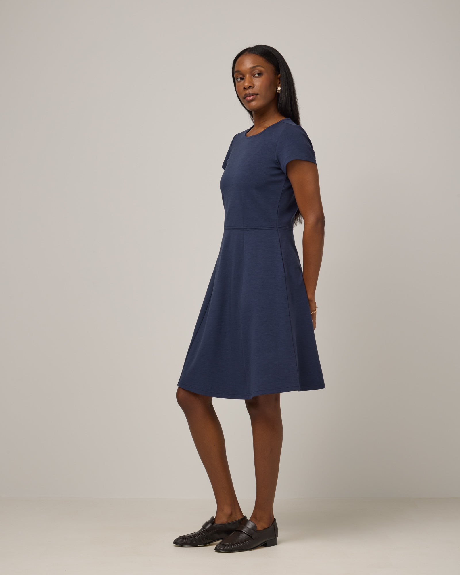 fitted lace wedding dress Anais Merino Wool Ponte Fit & Flare Dress