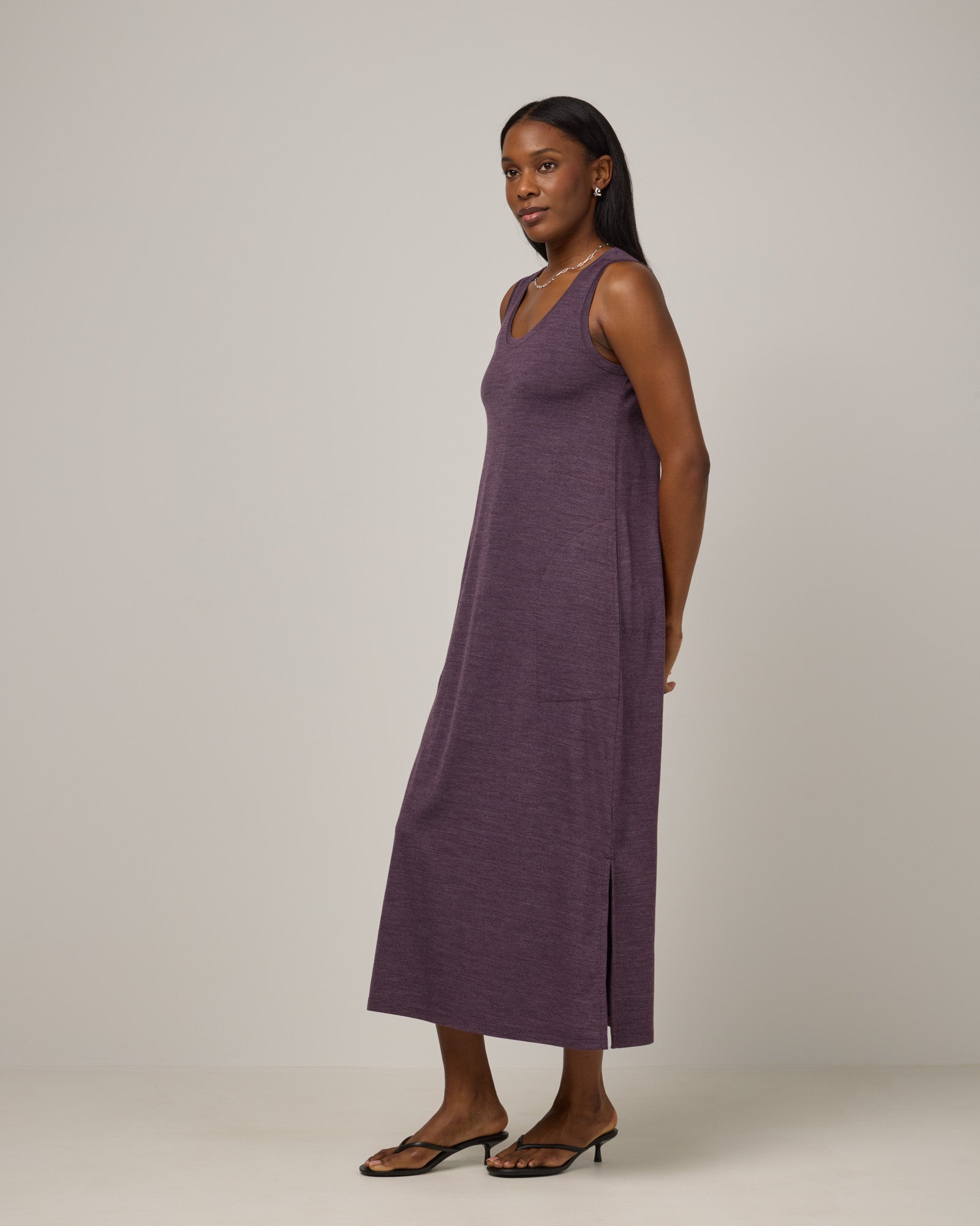 Audrey Merino Wool Tencel Maxi Dress - Marionberry Heather