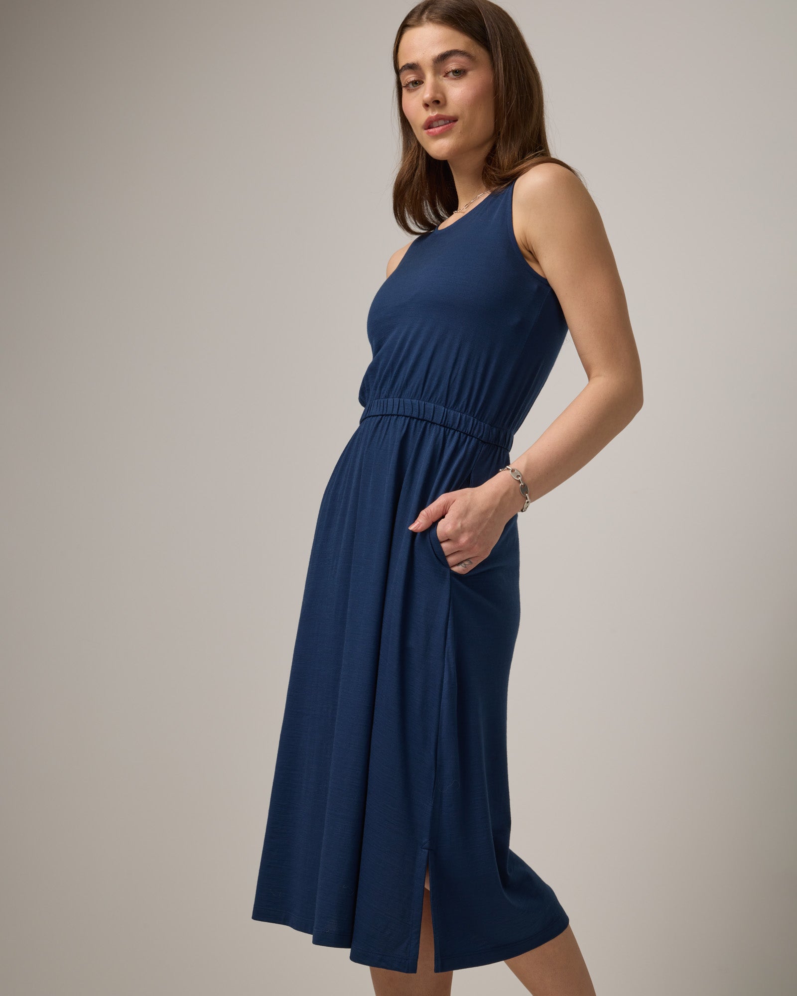 Sofia Merino Wool Fit & Flare Dress - Marine Blue Sofia Merino Wool Fit & Flare Dress - Marine Blue