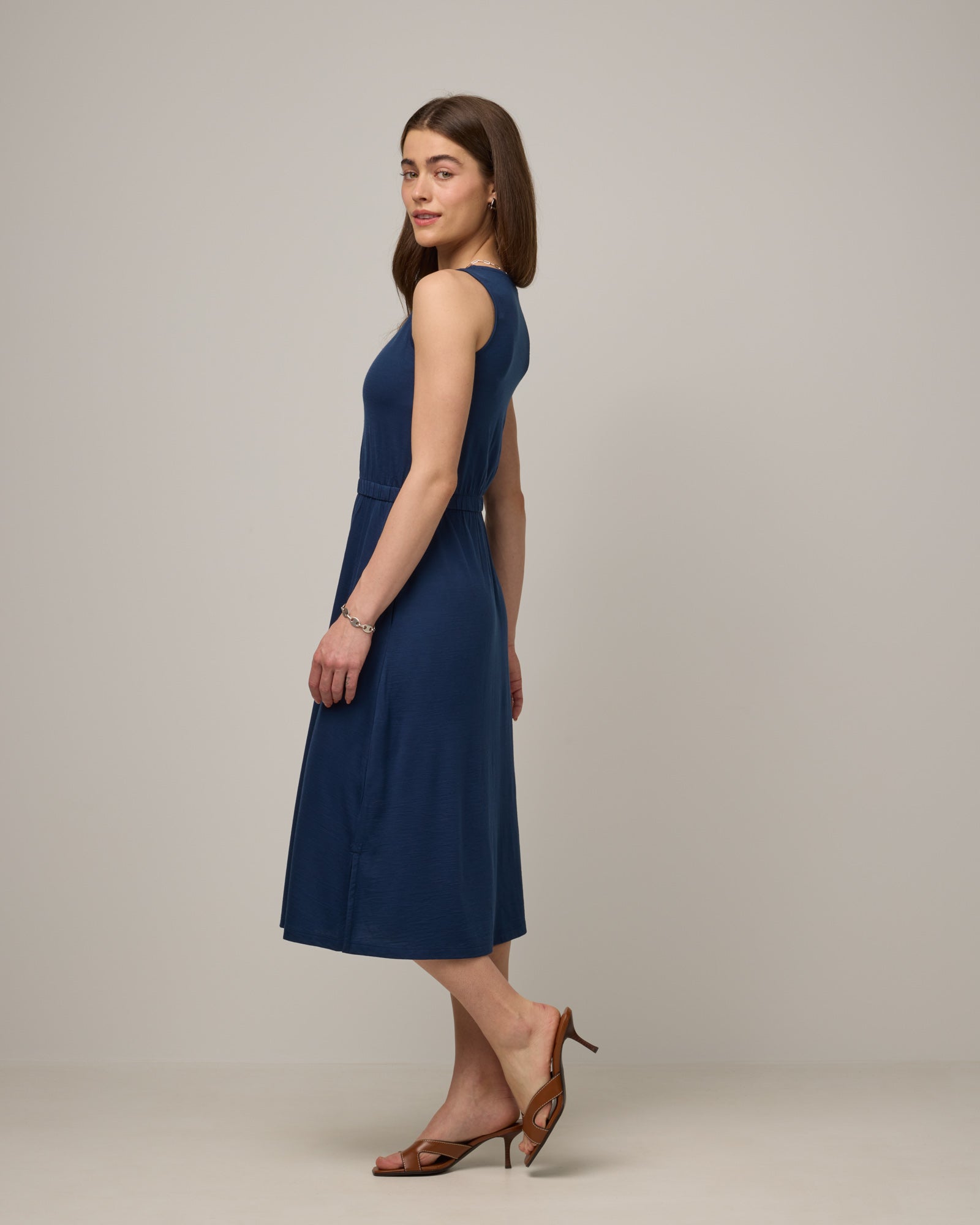 Sofia Merino Wool Fit & Flare Dress - Marine Blue Sofia Merino Wool Fit & Flare Dress - Marine Blue