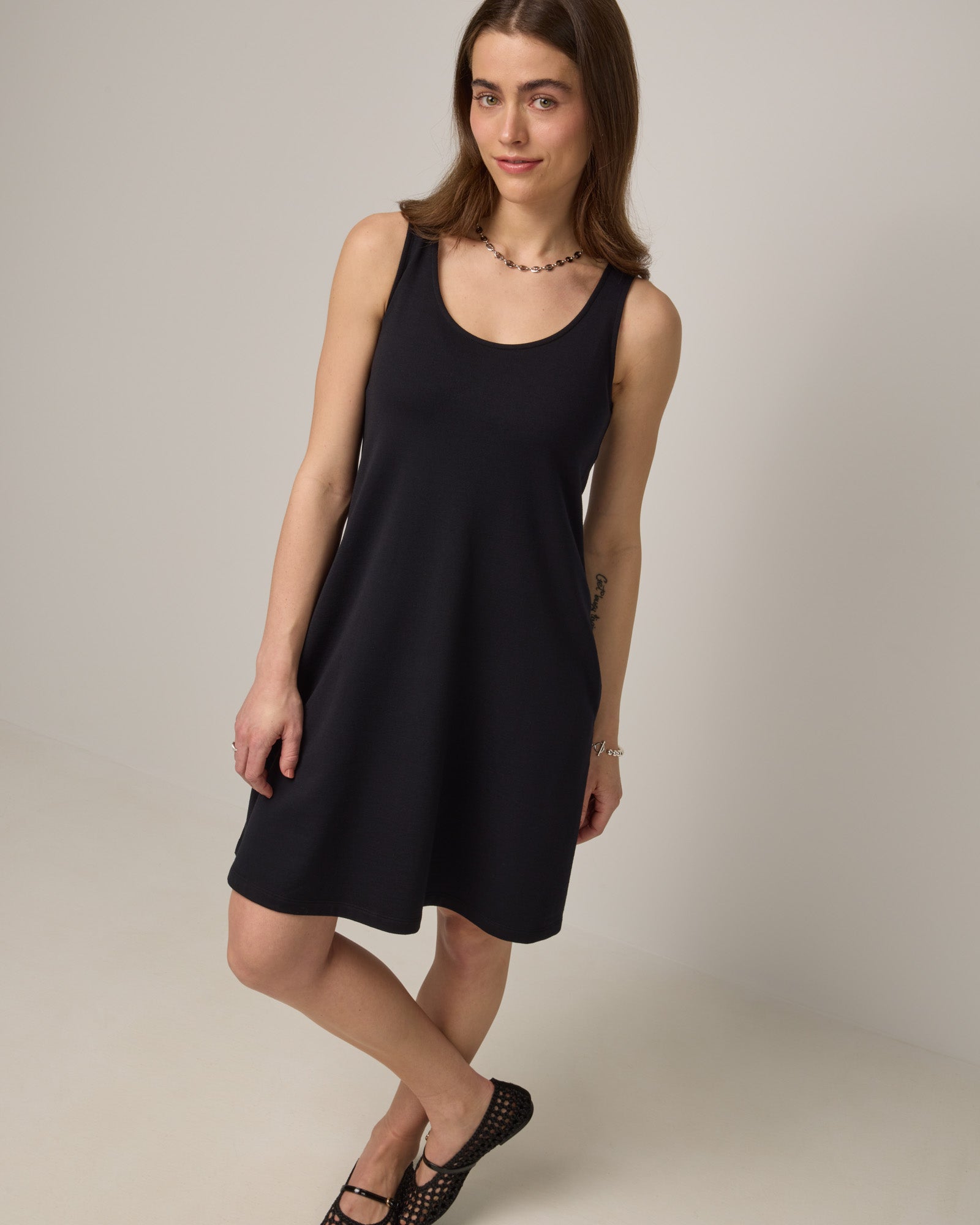 black dress top for women Drew Merino Wool Tank Dress