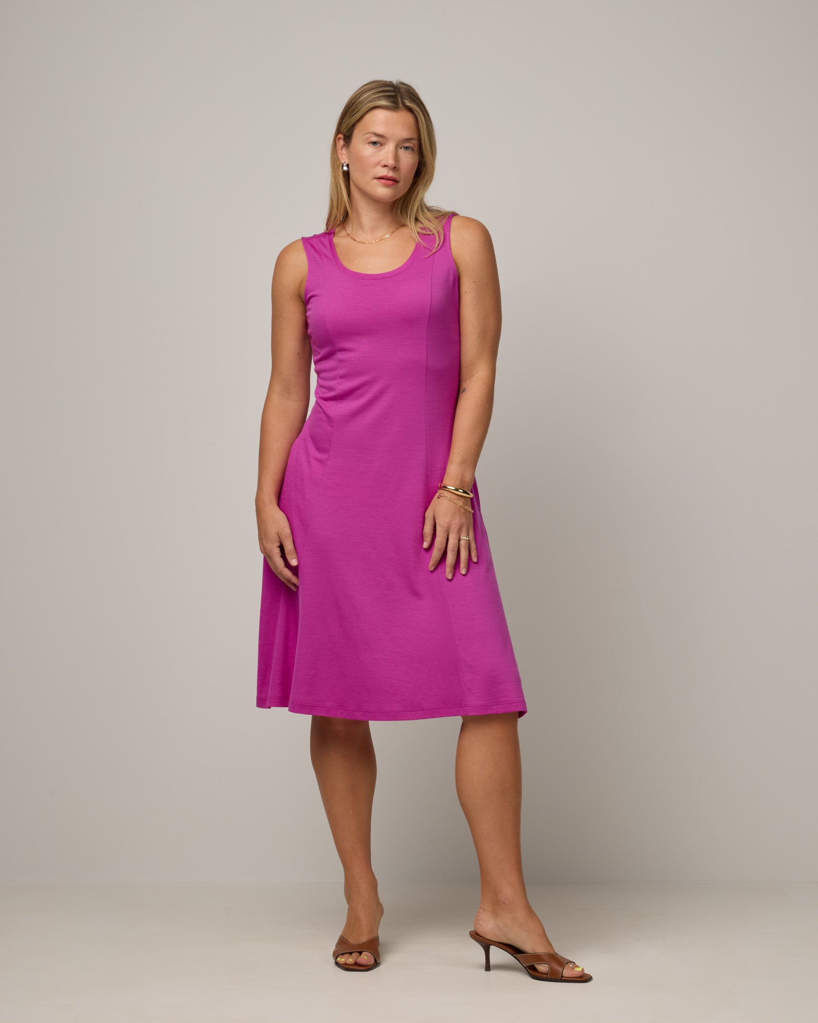 pink swing dress Flora Merino Wool Swing Dress