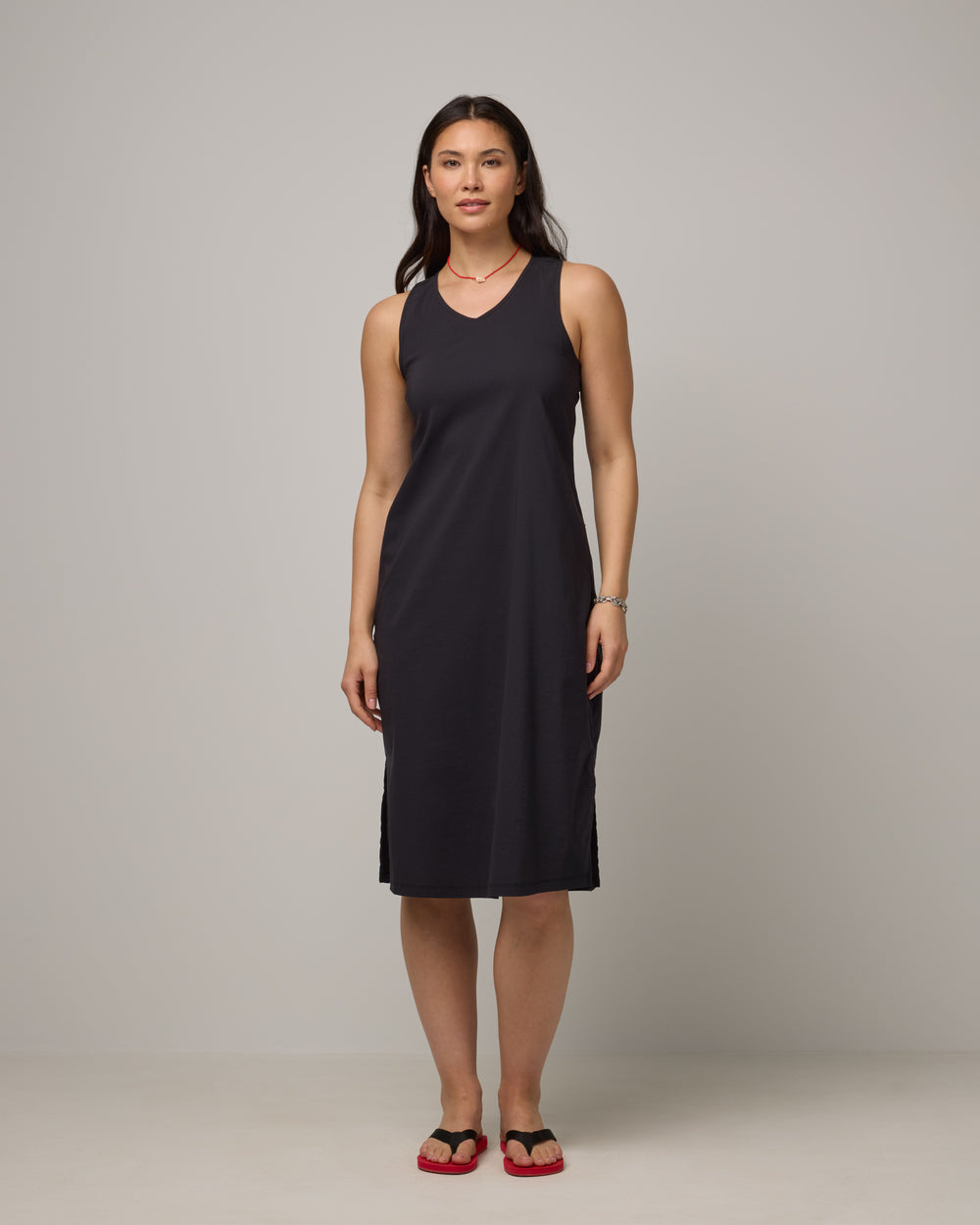 black racerback dress Acadia Merino Wool Black Dress Makeup Look Size:15W This midi dress is RD-07.15.25