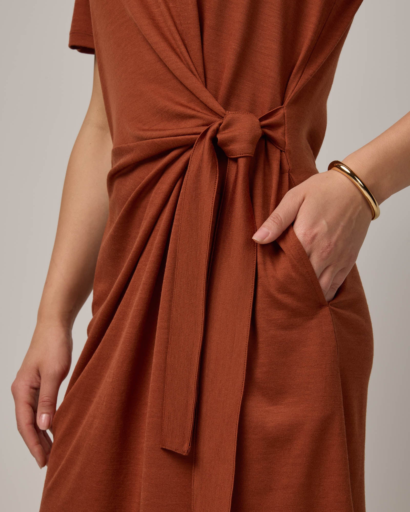 wrap and tie dress Raspberry Satin Midi Wrap and tie dress can be worn an infinite number of ways ~ open back Elegant Mock Neck Black Satin