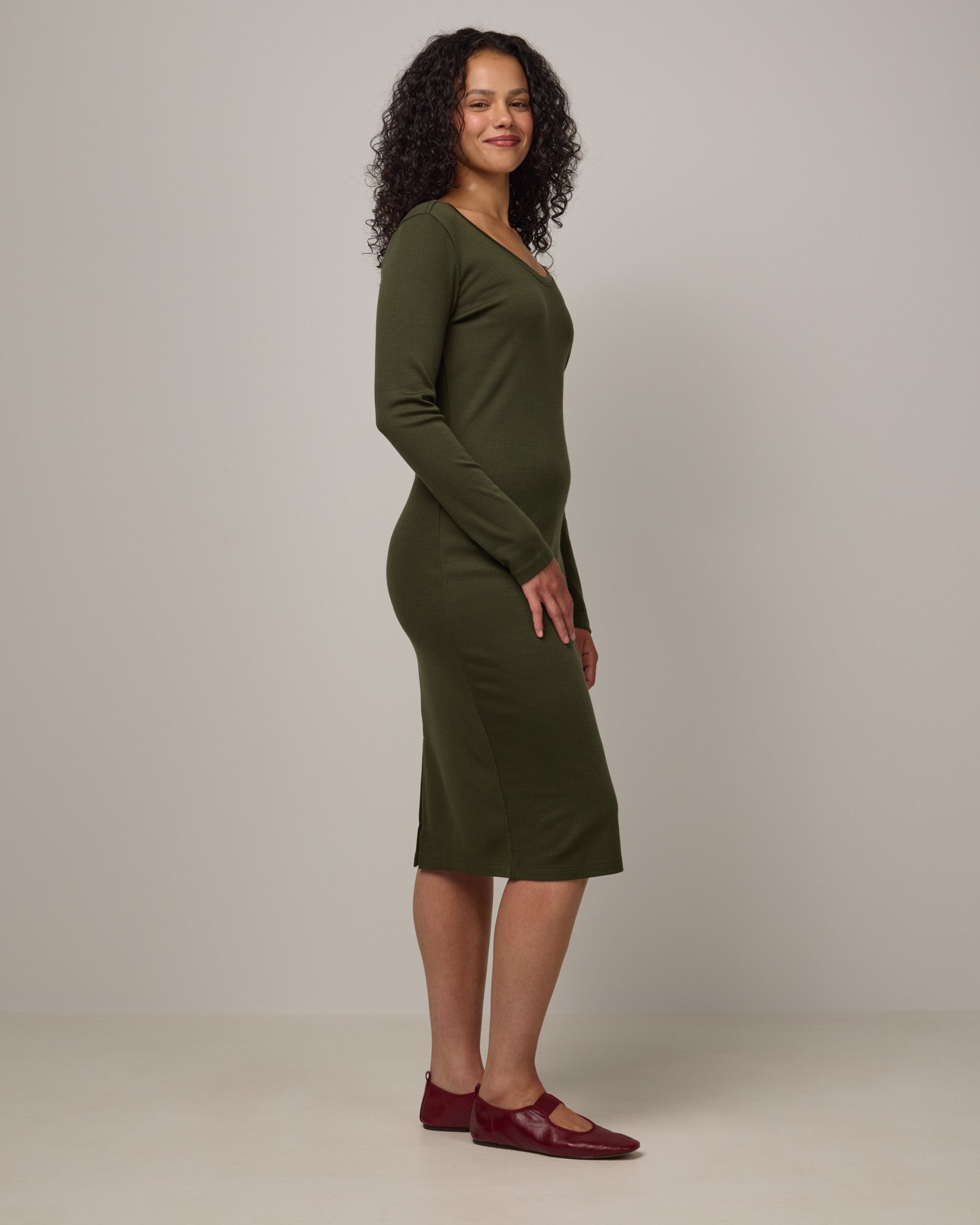 ribbed dress women's Stripe Tank Midi - Taupe Medium | Online Boutique | Boho Chic Style but light enough for now Lex Merino Wool Ribbed Dress