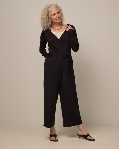 Natalia Merino Wool Wrap Top - Black – Natalia Wrap Top | wool&