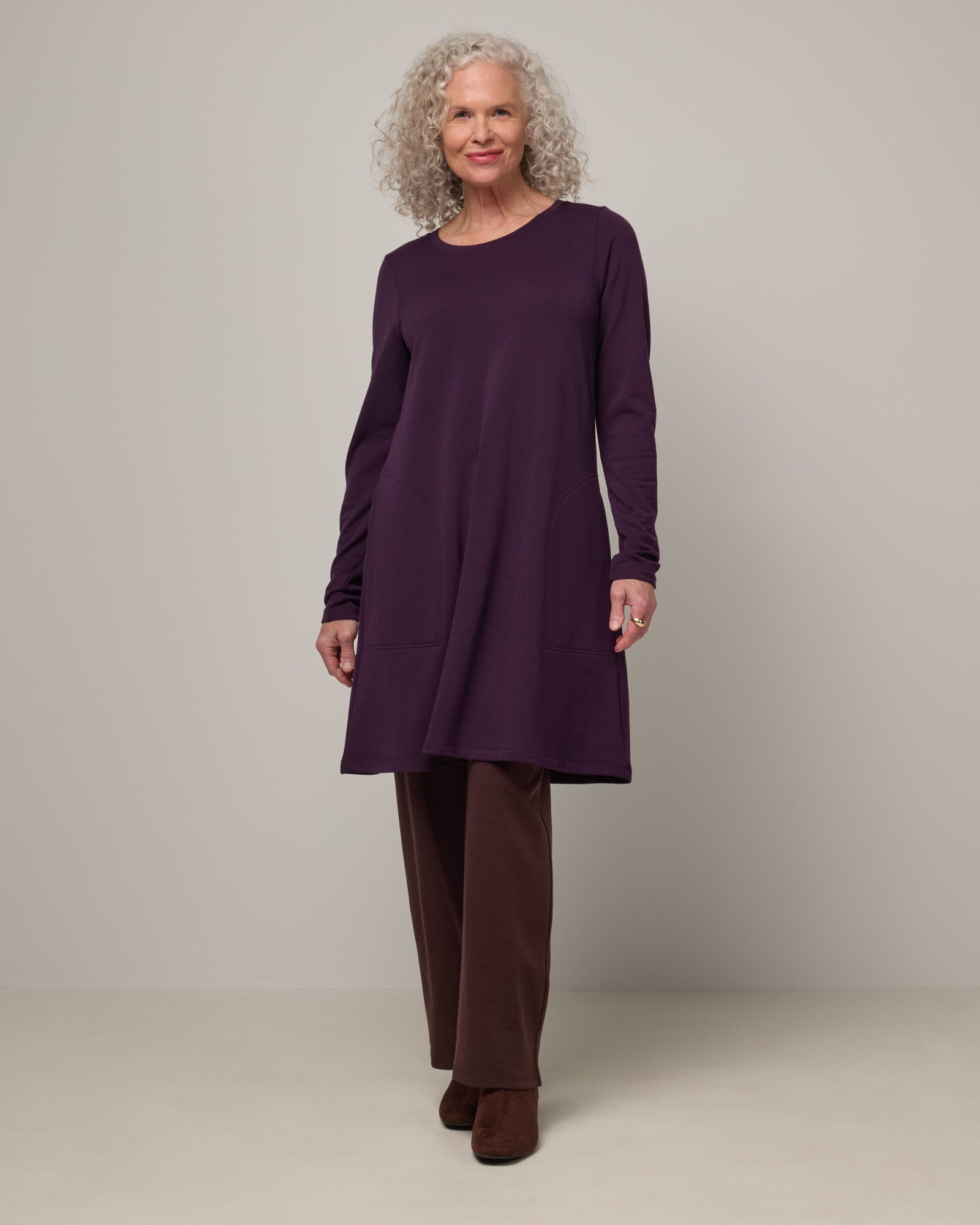Eliza Merino Wool Swing Dress - Cassis – Eliza Swing Dress | wool&