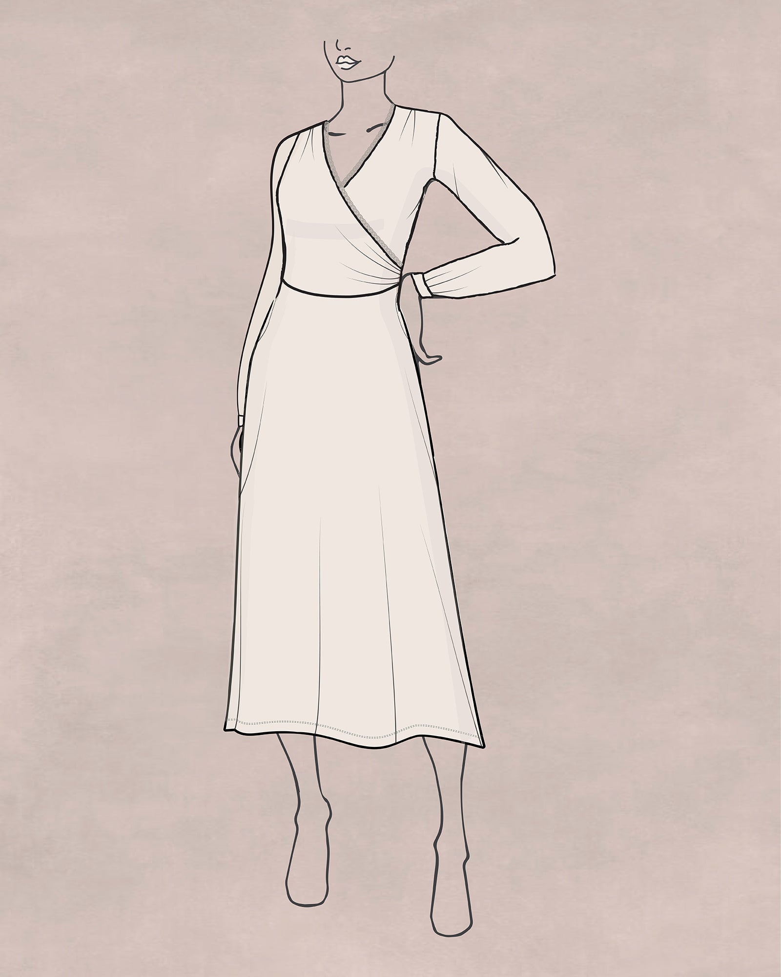 Eyelet Faux Wrap Dress (Design Studio)