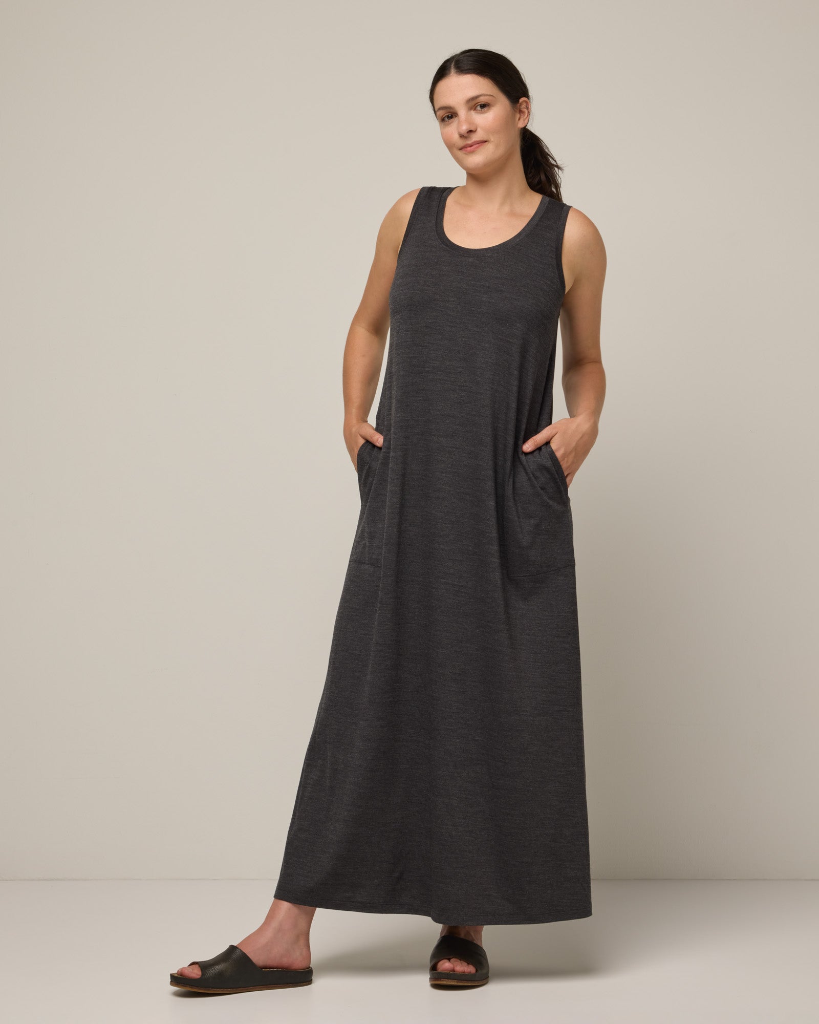 Audrey Merino Wool Tencel Maxi Dress - Black Heather Audrey Merino Wool Tencel Maxi Dress - Black Heather