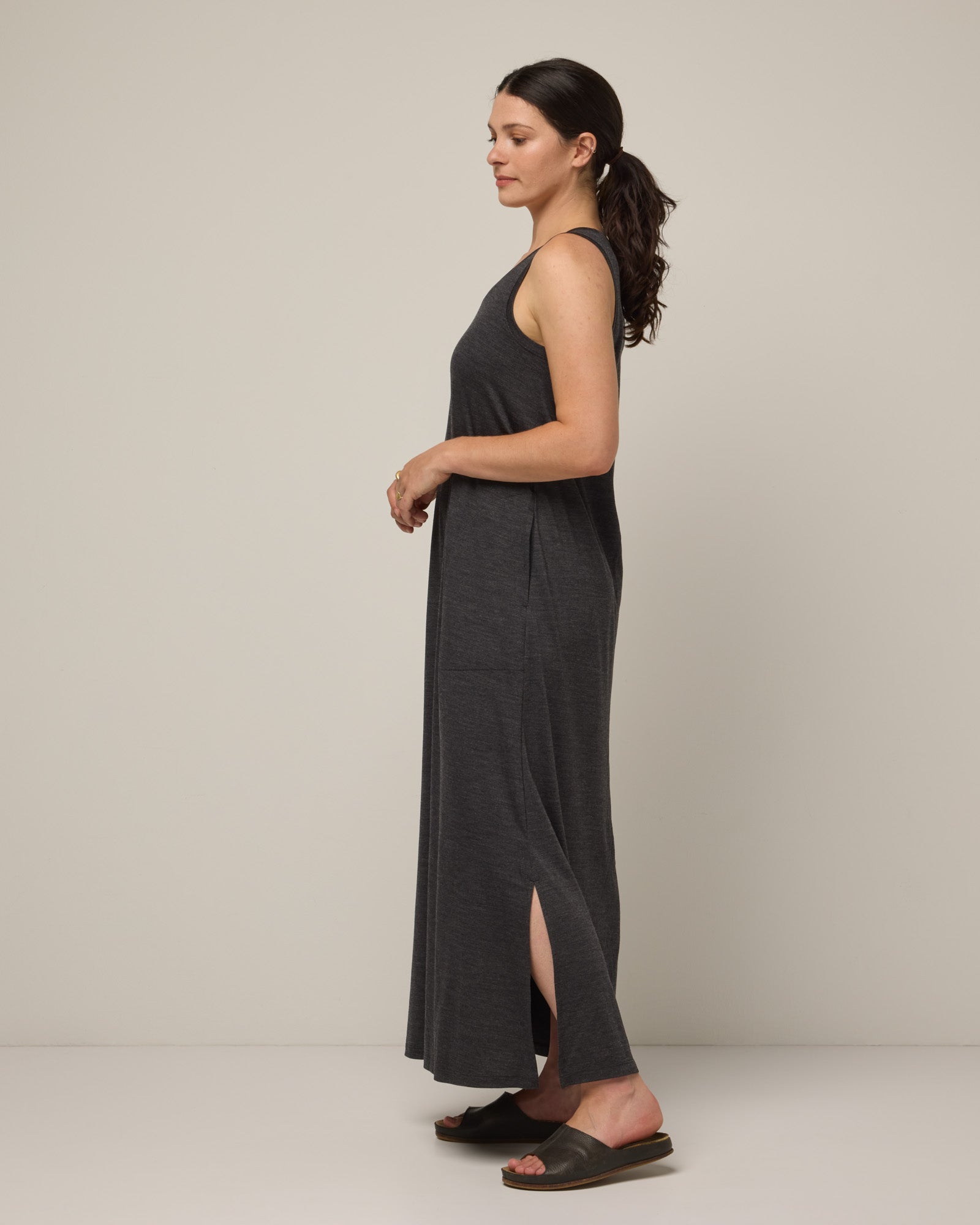 Audrey Merino Wool Tencel Maxi Dress - Black Heather Audrey Merino Wool Tencel Maxi Dress - Black Heather