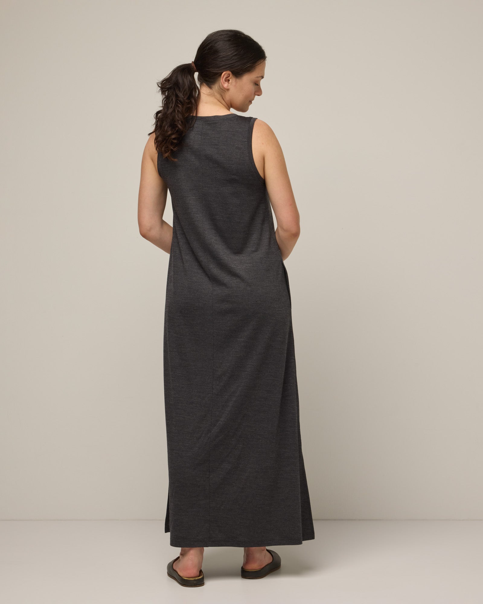 Audrey Merino Wool Tencel Maxi Dress - Black Heather