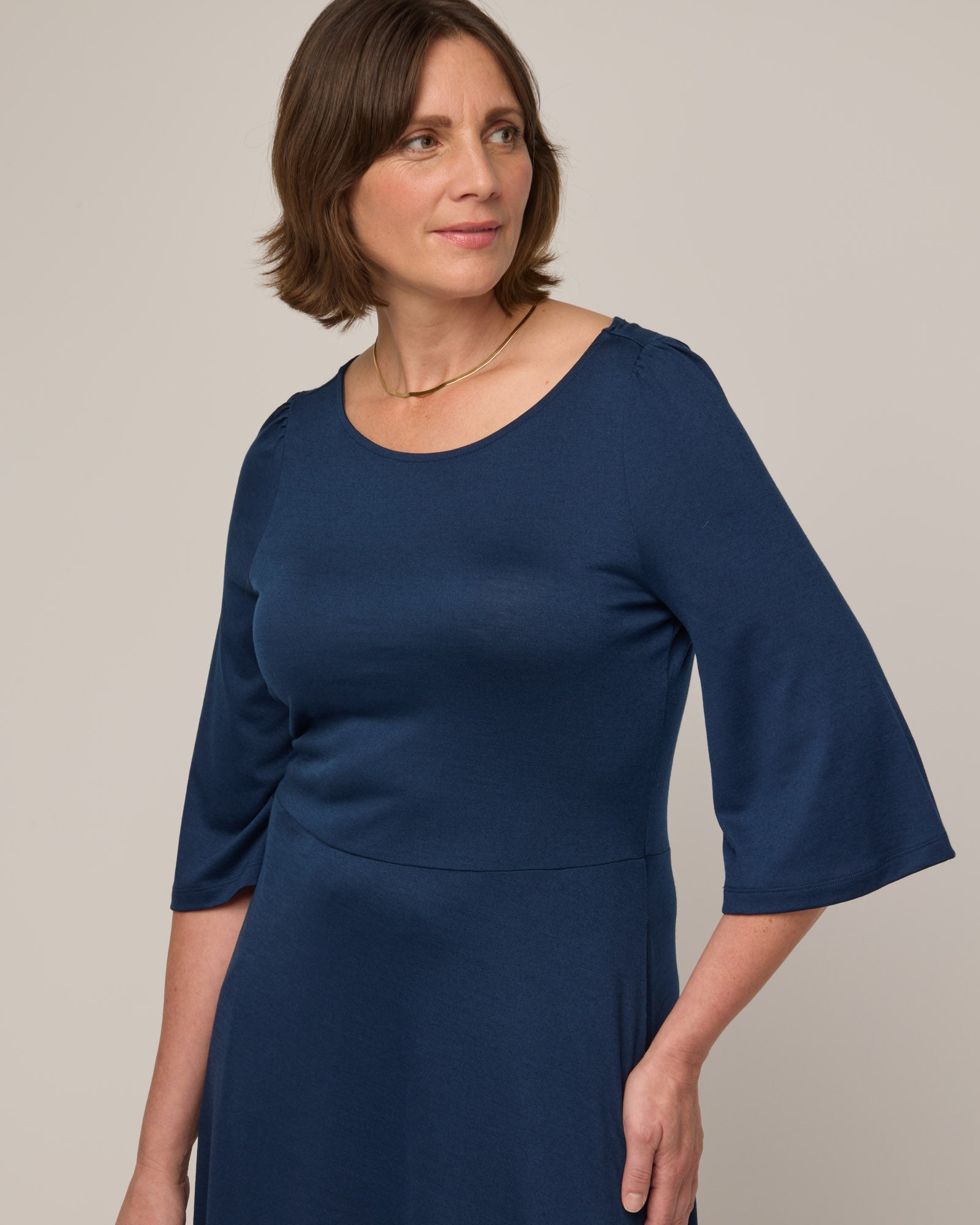 Blue dress hotsell with bell sleeves