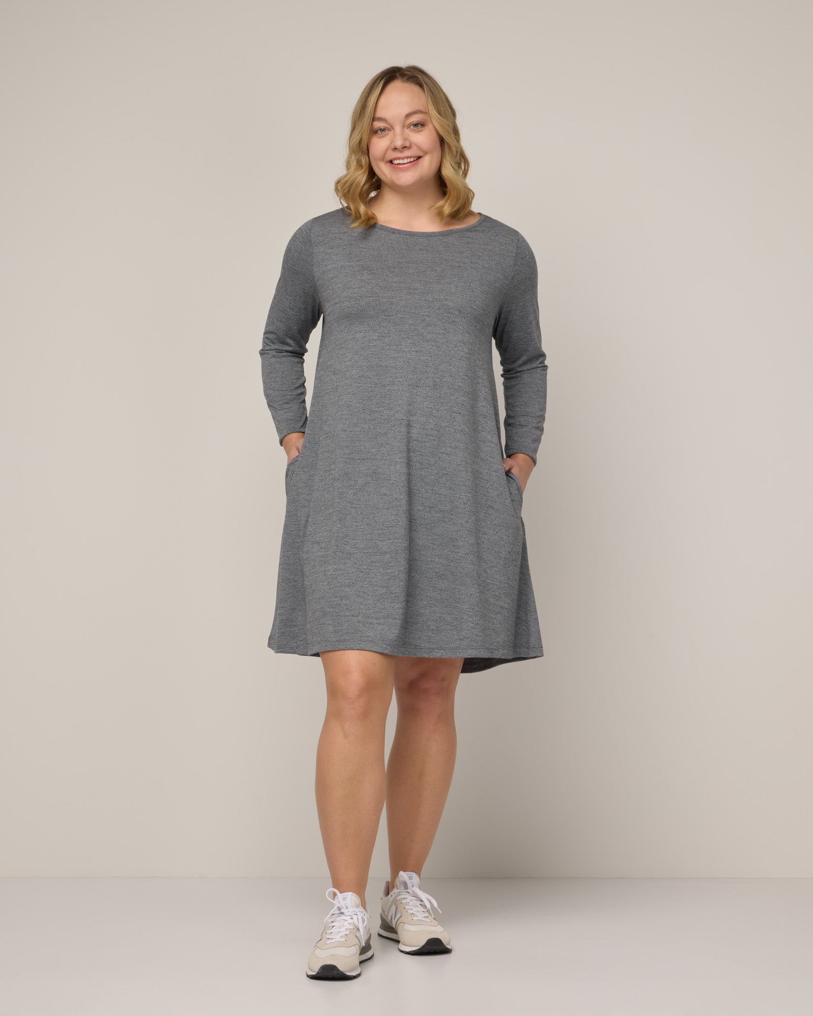 Rowena Merino Wool Swing Dress - Charcoal Heather Rowena Merino Wool Swing Dress - Charcoal Heather