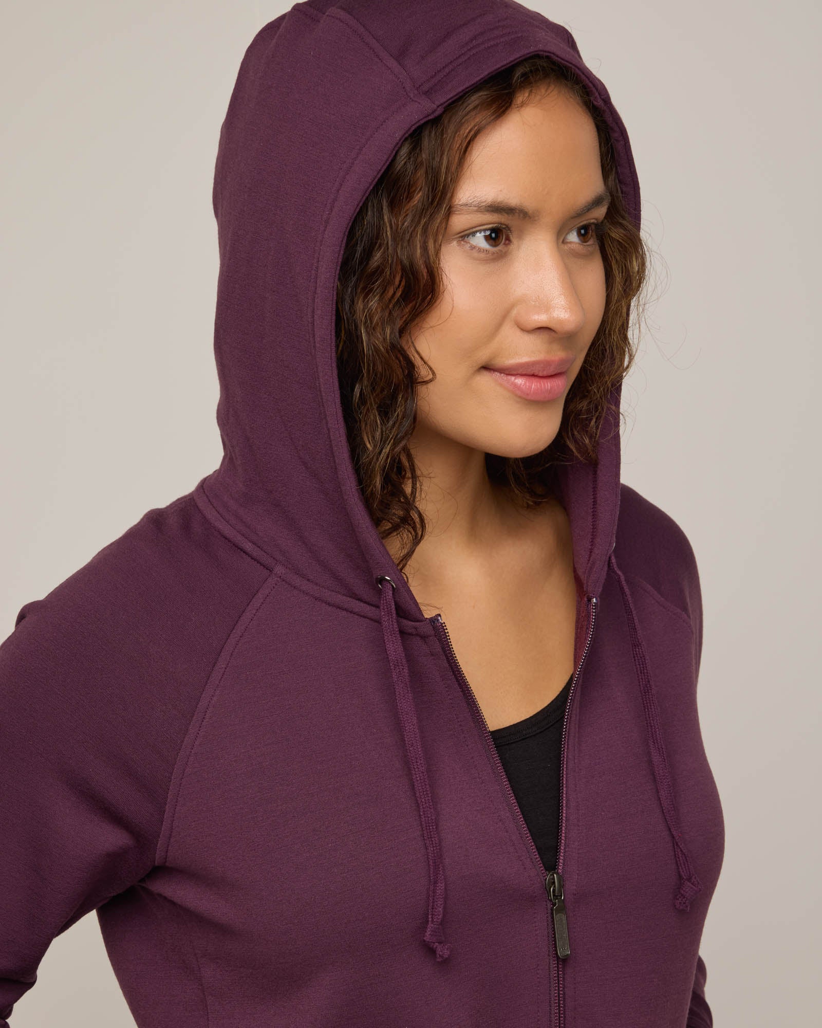 Aspen Merino Wool Full Zip Hoodie Marionberry