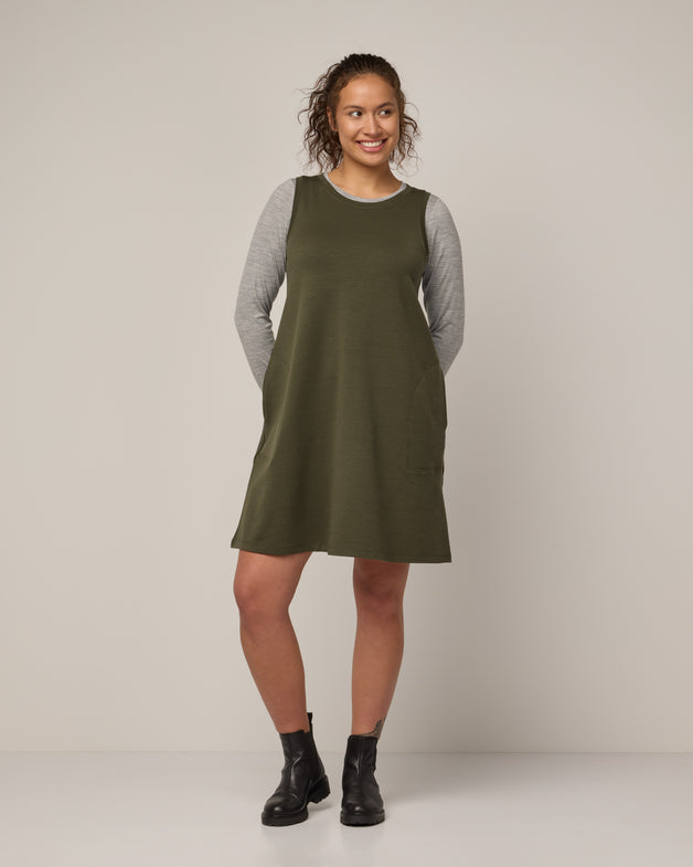 Sierra Merino Wool Tank Dress - Black - wool