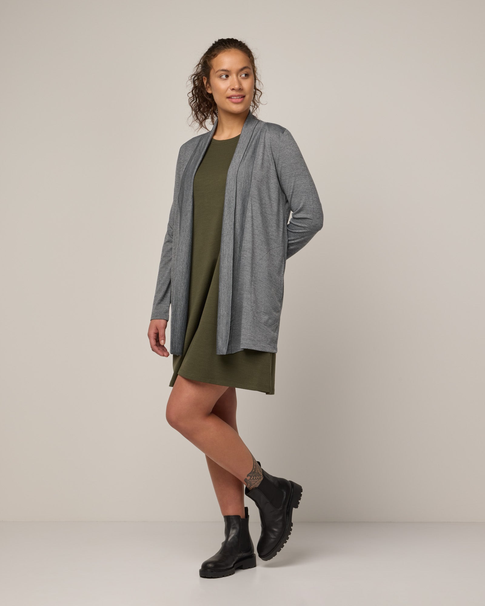 Landmark Merino Wool Cardigan - Charcoal Heather Landmark Cardigan | wool& Landmark Merino Wool Cardigan - Charcoal Heather Landmark Cardigan | wool&