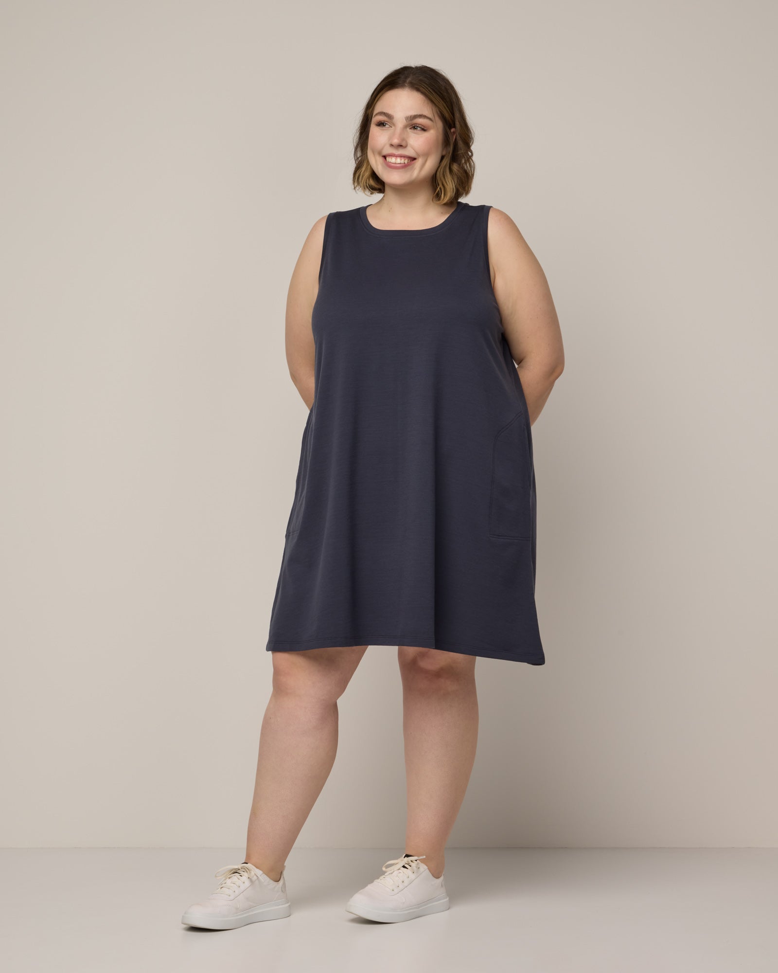 plus size navy blue tank dress Made In The USA Midi Tank Dress - Blue