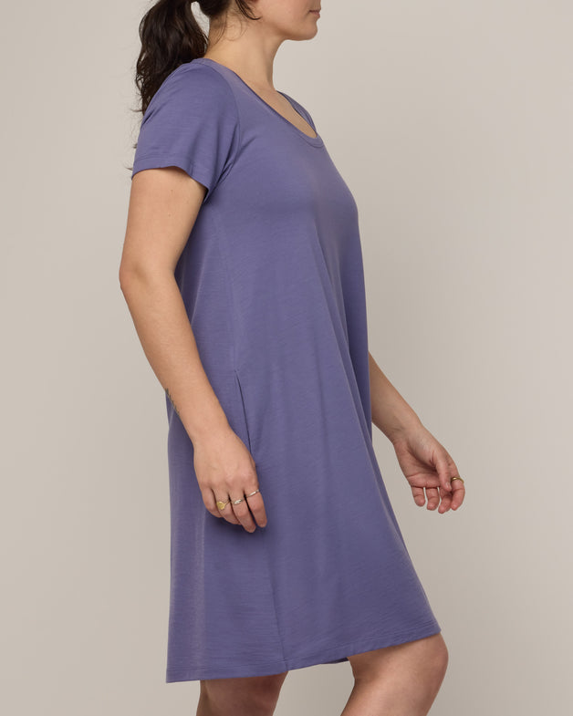 Maggie Merino Wool Swing Dress - Purple Fig - wool